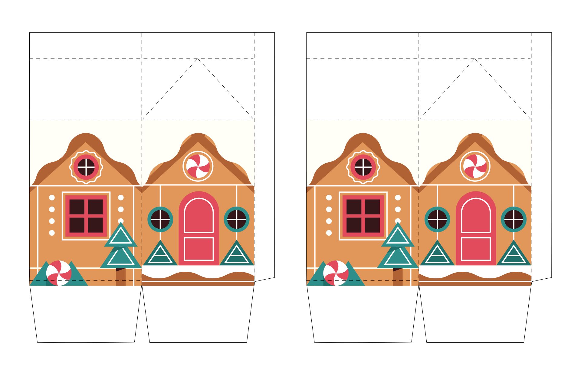 Cute Gingerbread House Paper Craft Printable Template