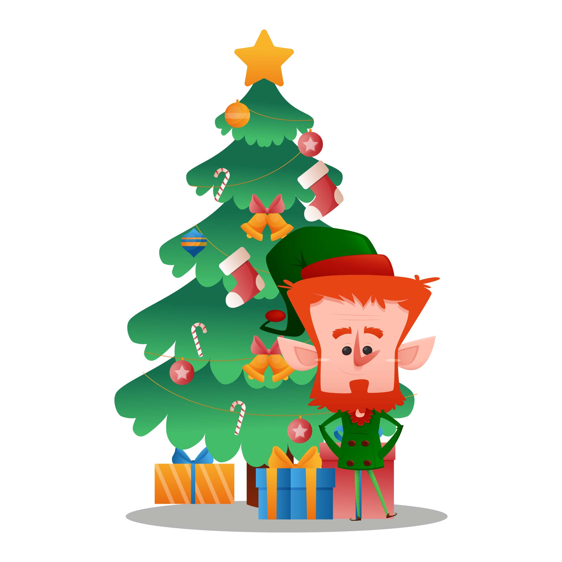 Elf On The Shelf On A Christmas Tree Clip Art