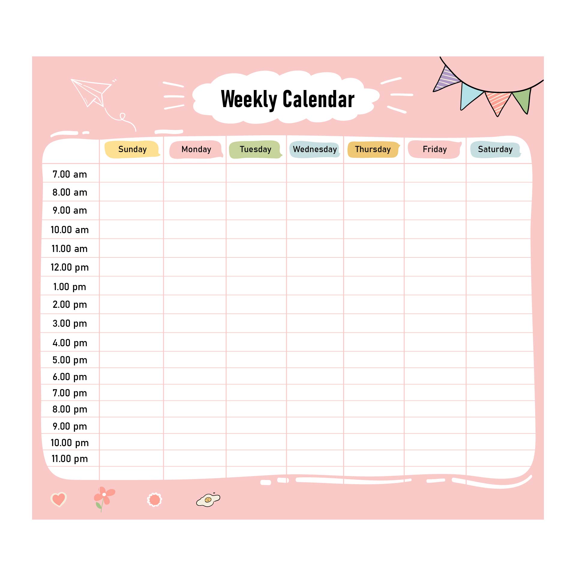 Free Printable Weekly Calendar With Time Slots 2021