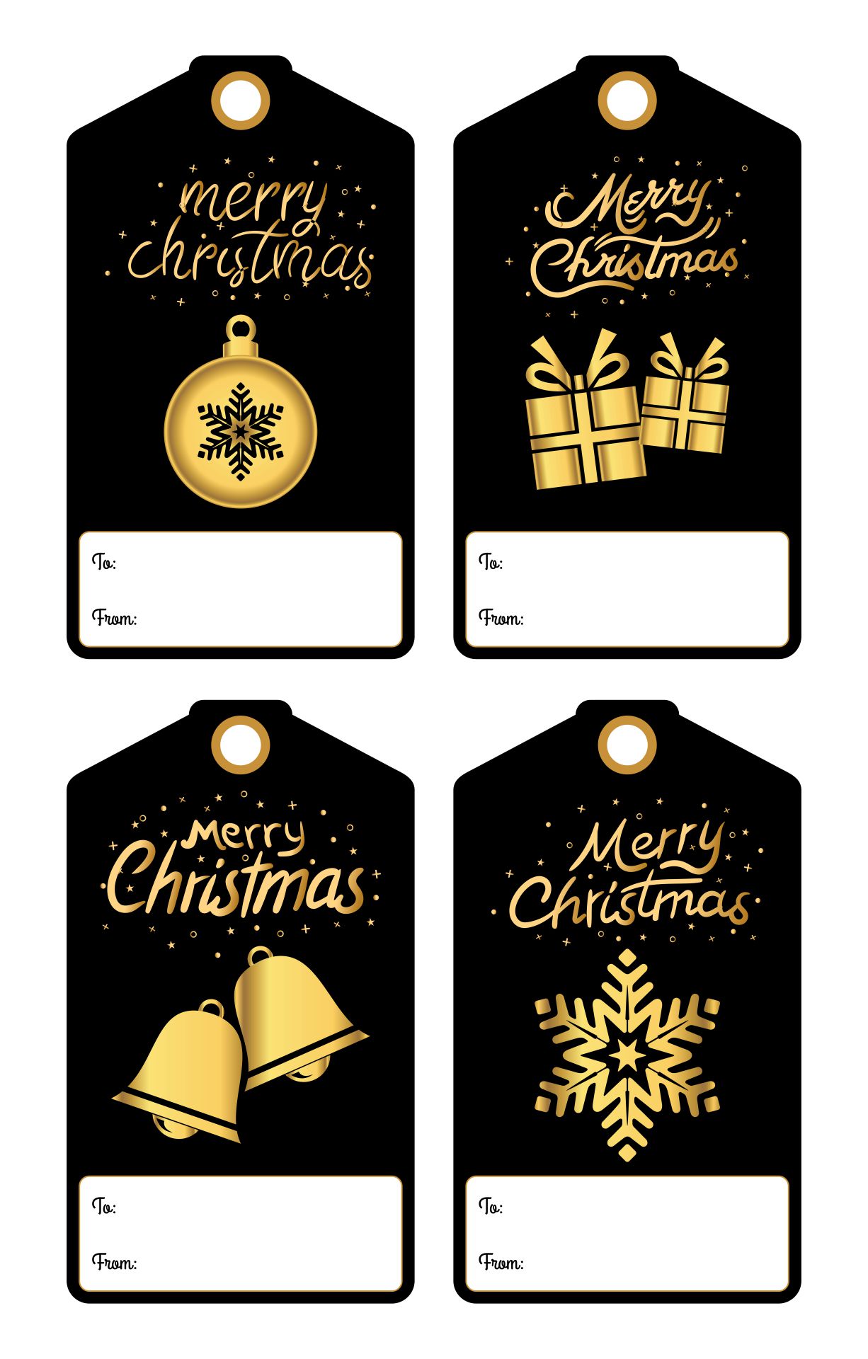 Gold Christmas Gift Tag Template