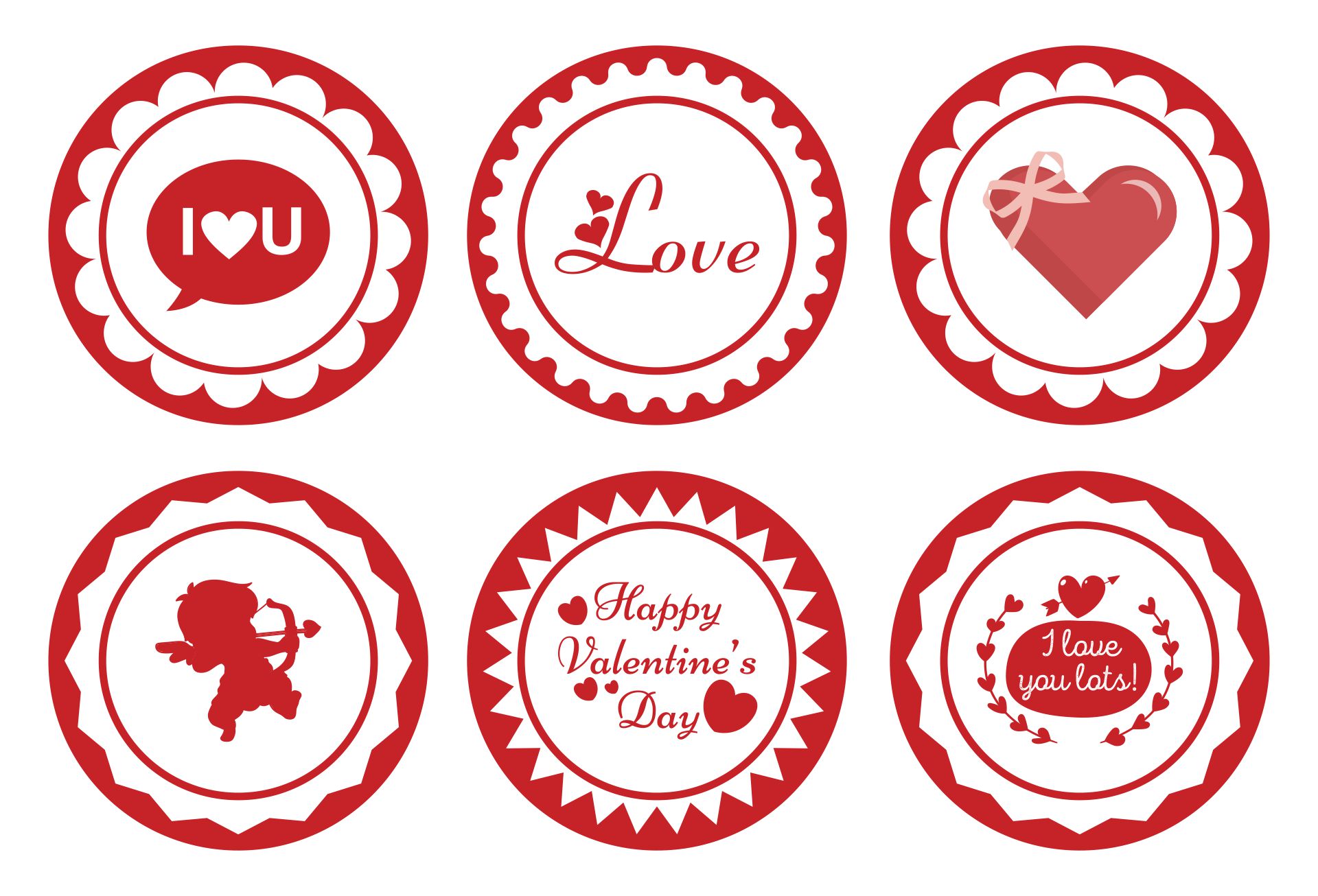 Happy Valentines Day Cupcake Toppers Template