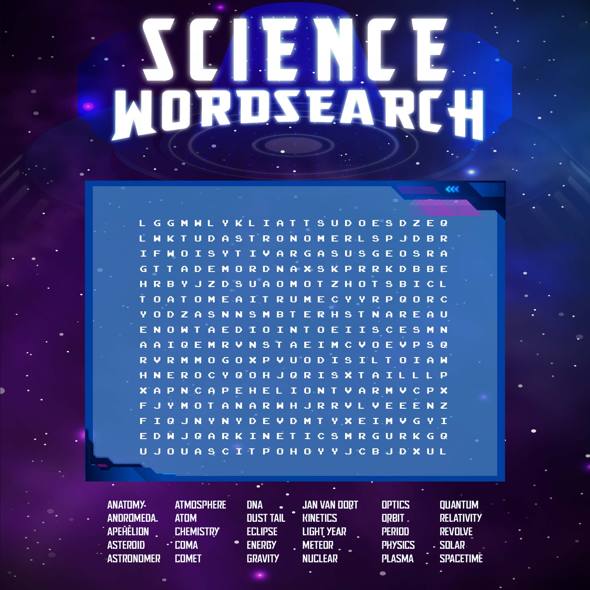 Hard Science Word Search Printable