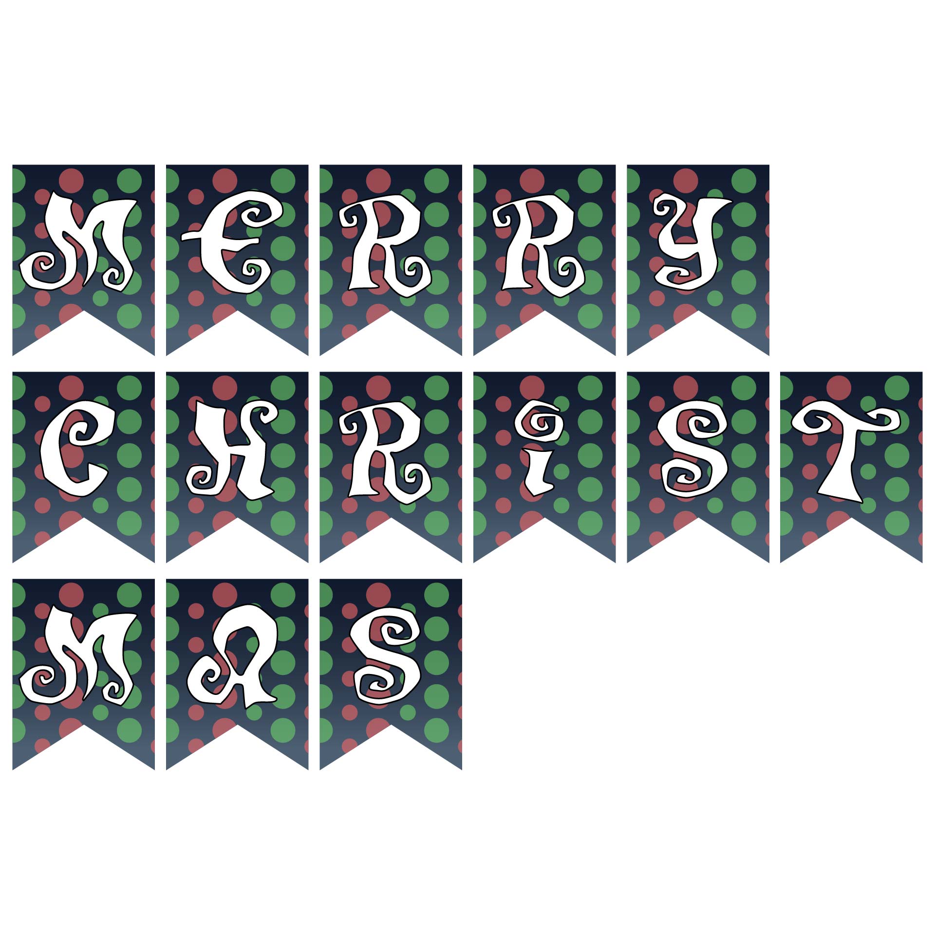 Merry Christmas Polka Dot Banner Letters Printable