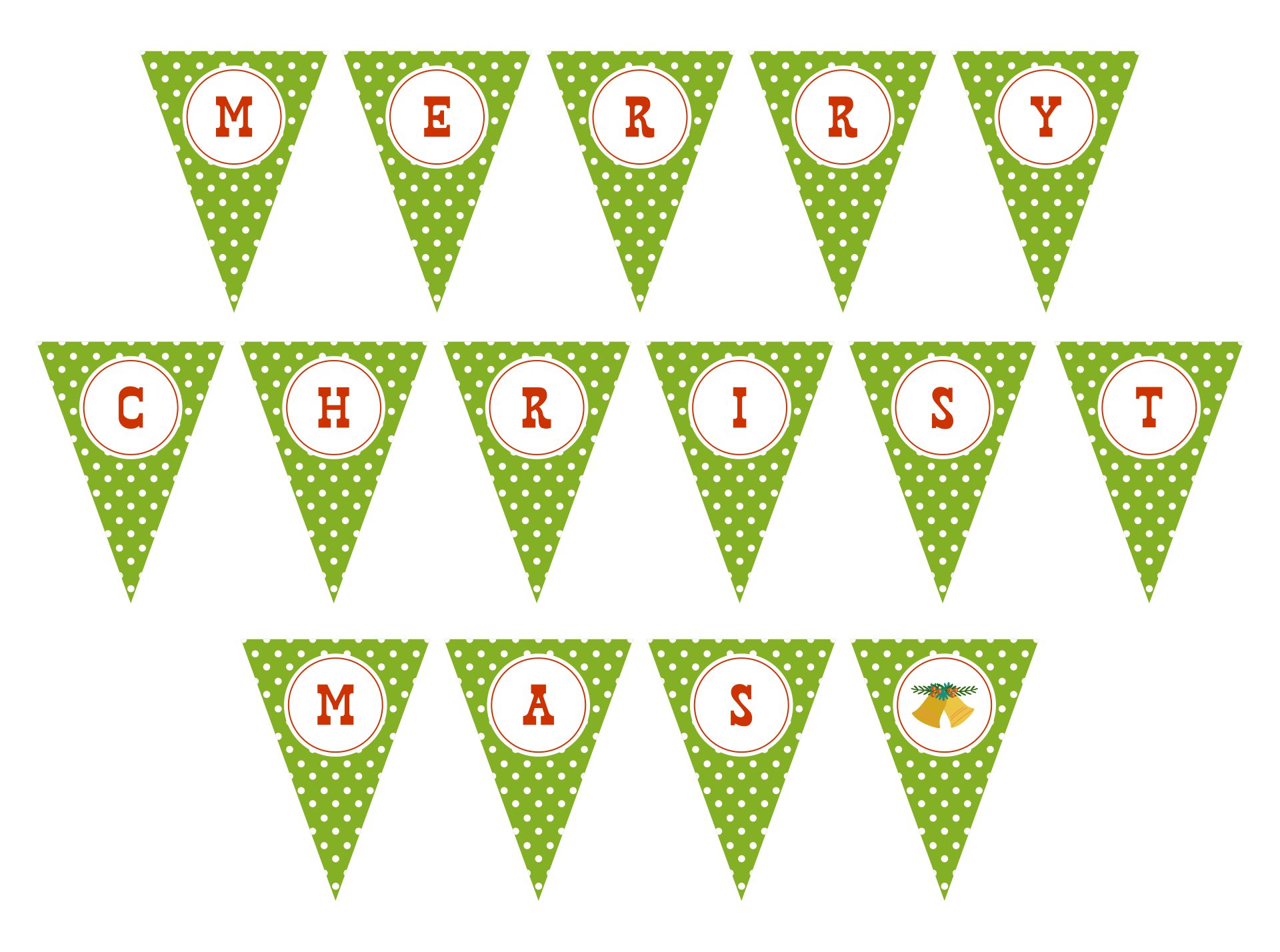 Merry Christmas Polka Dot Banner Letters Printable