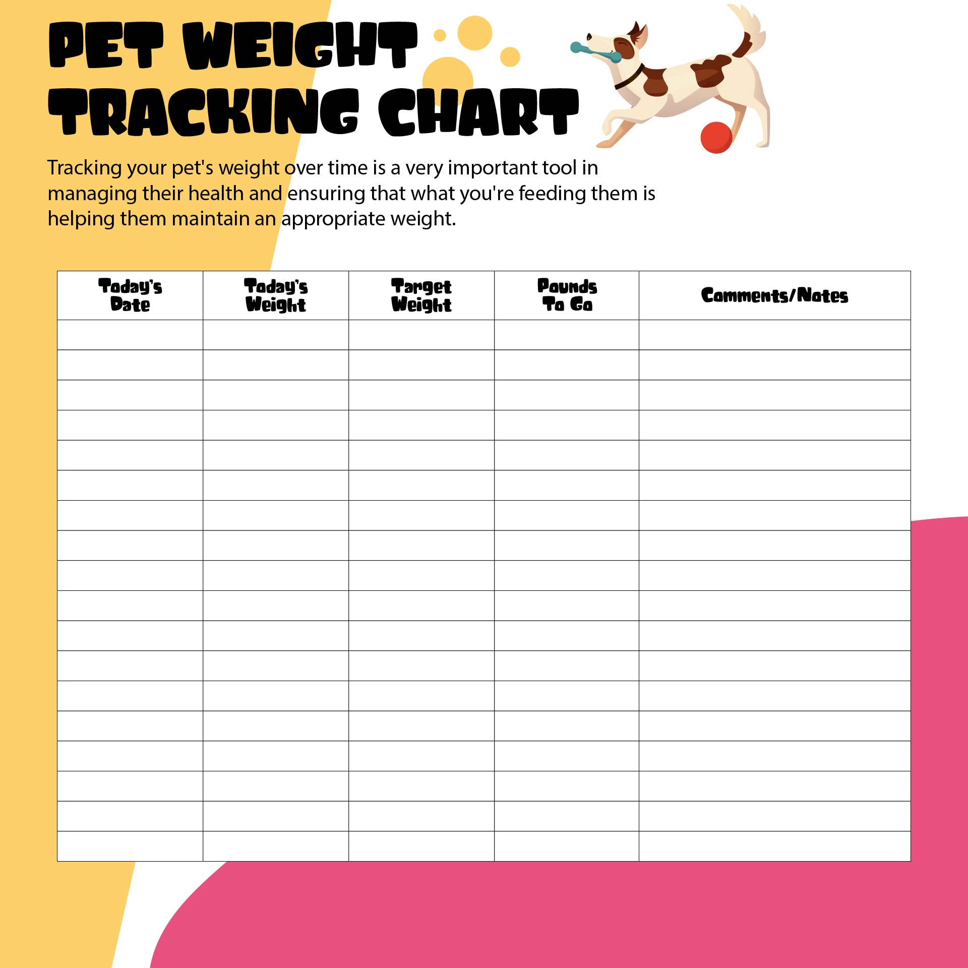 Pet Weight Tracking Chart Template