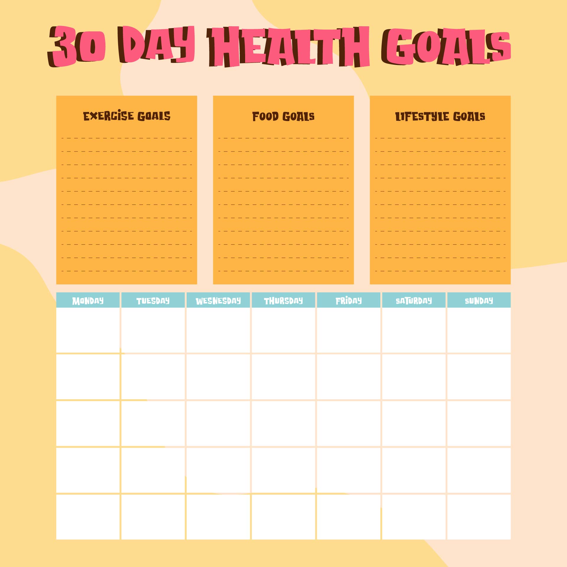 Printable 30 Day Healthy Weight Loss Habits Tracker