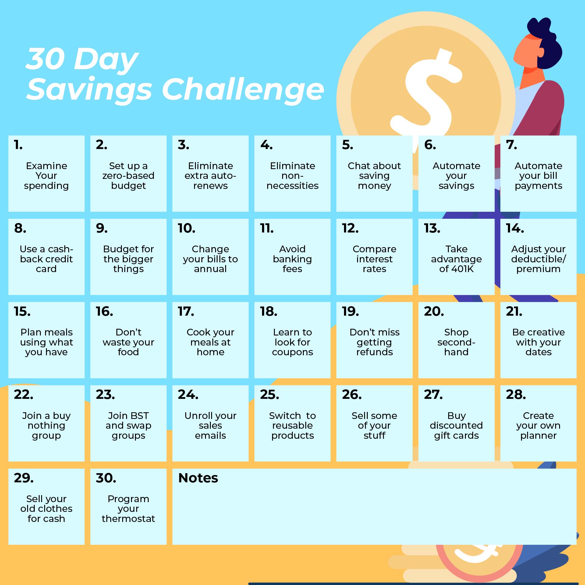 Printable 30 Day Money Saving Challenge