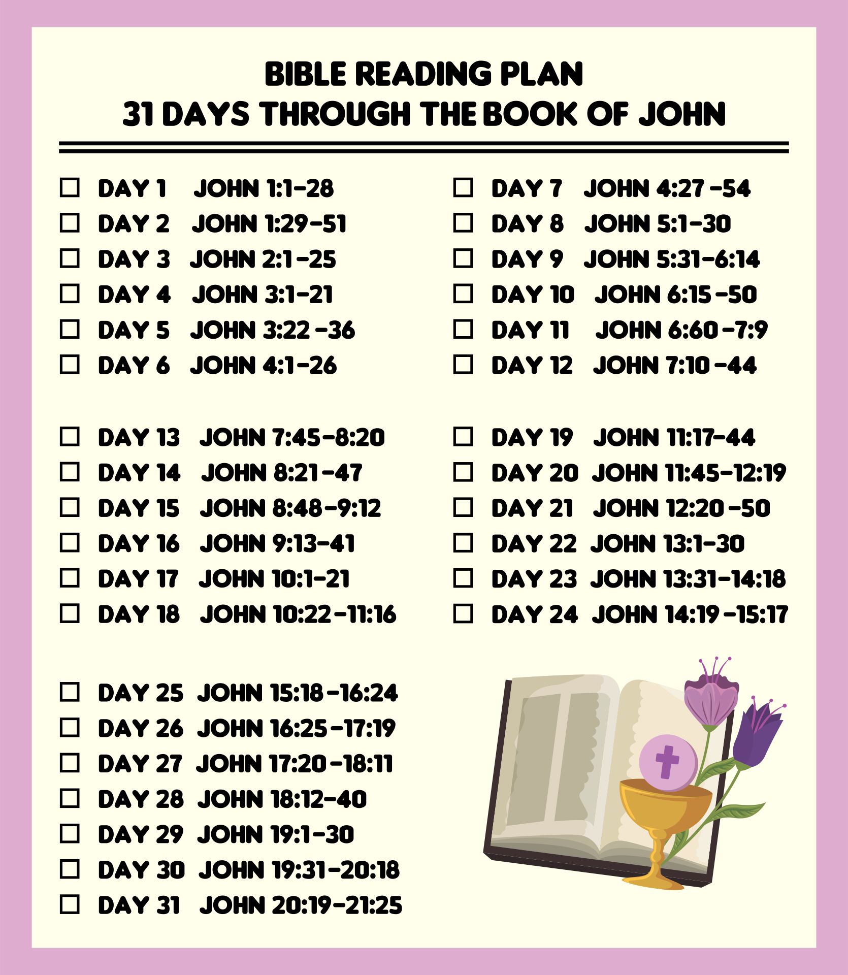 Printable 31 Day Bible Reading Plan