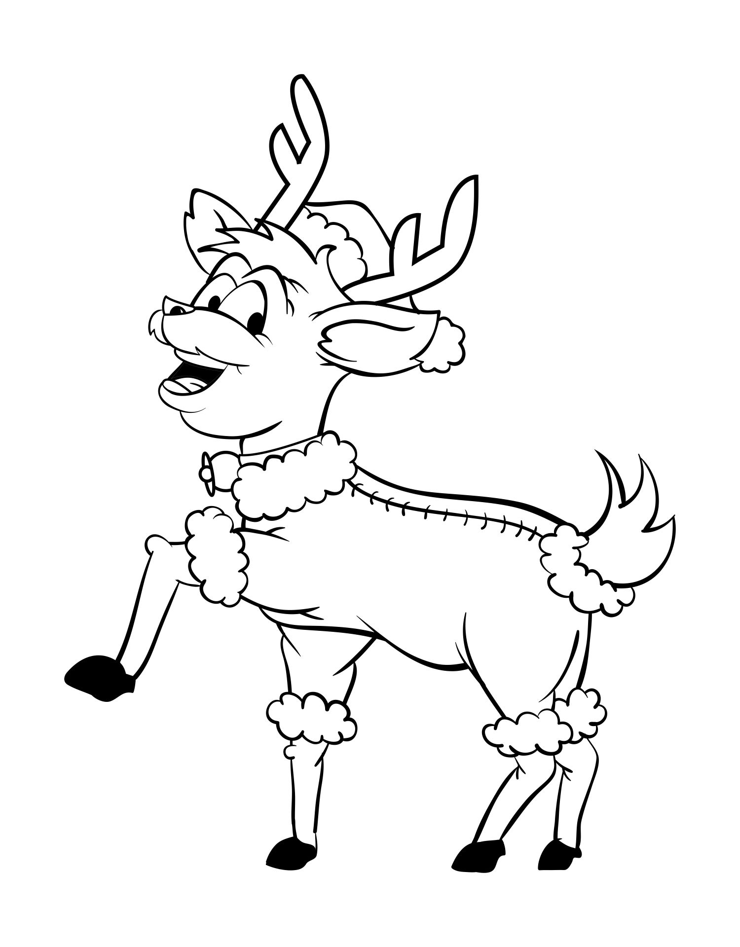 Printable Baby Reindeer Christmas Coloring Page For Kids