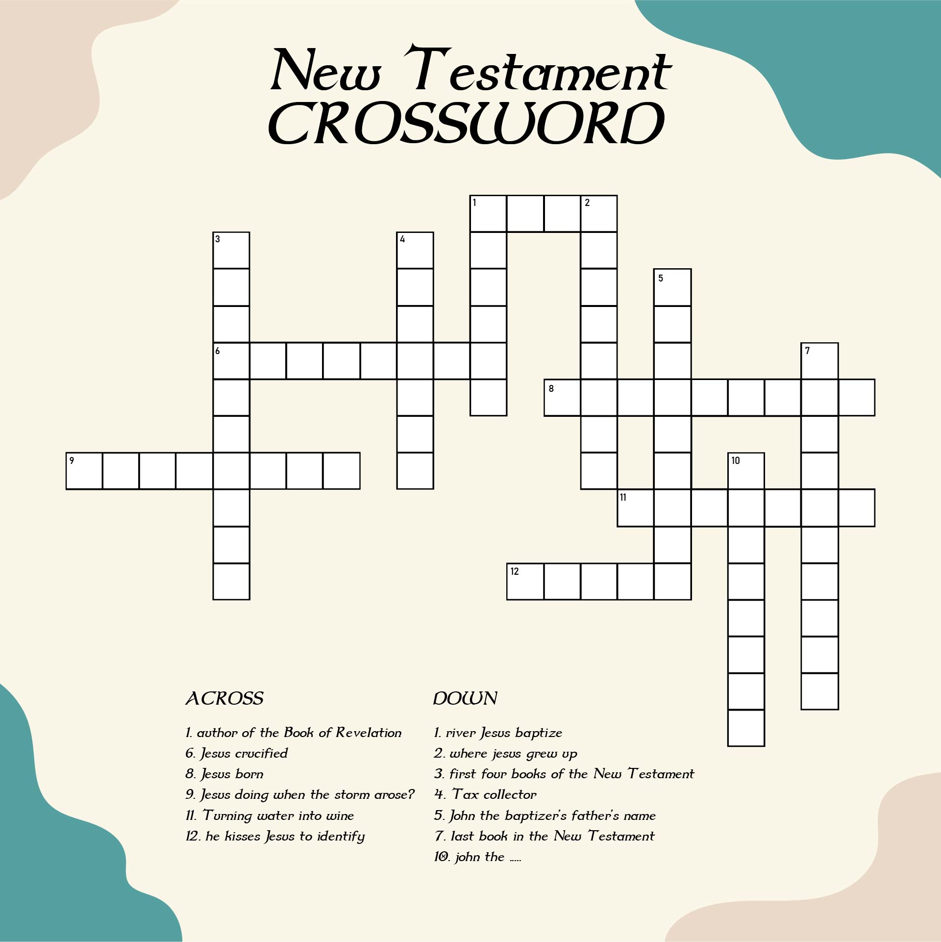 Printable Bible Crossword Puzzle New Testament
