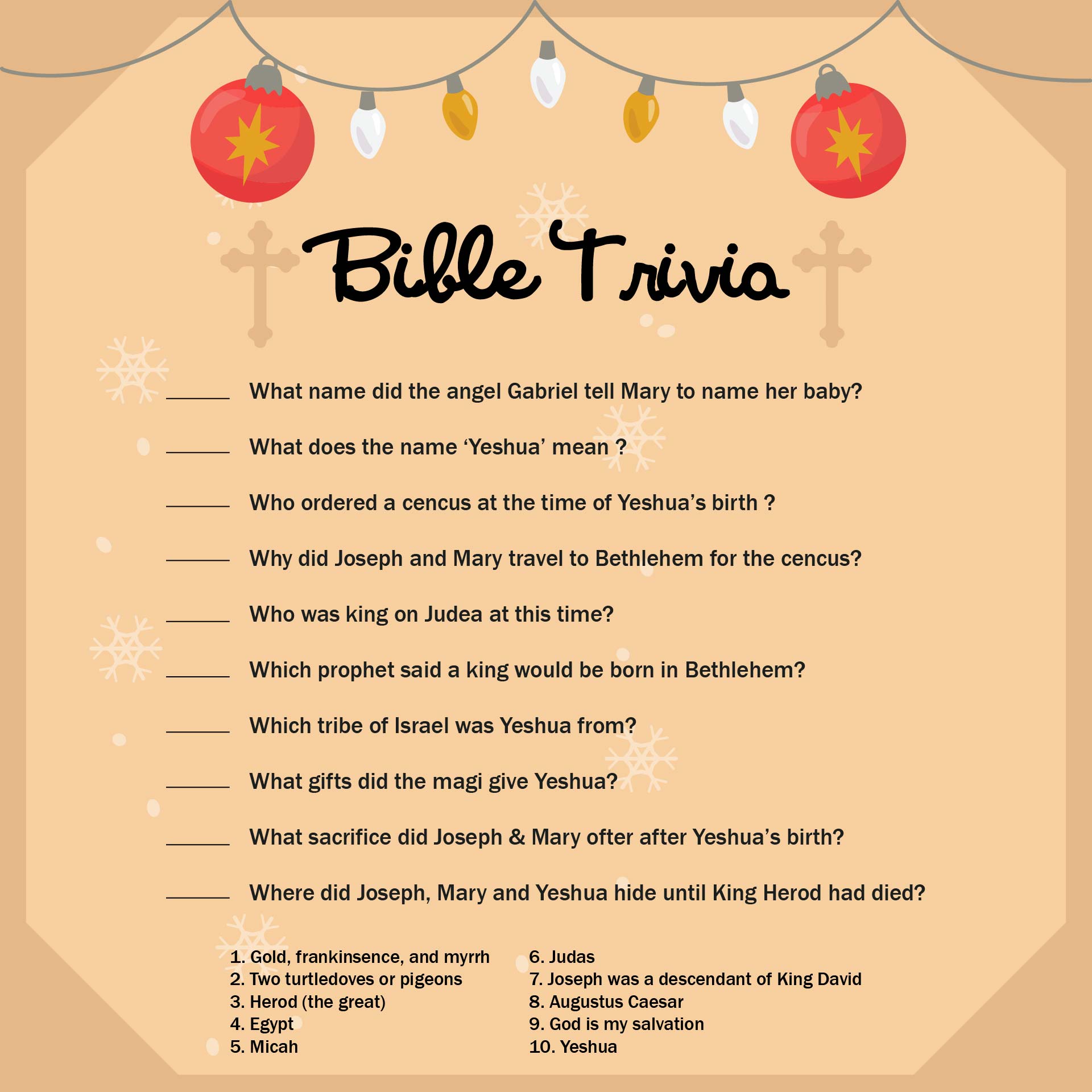 Printable Bible Trivia Questions For Sunday School