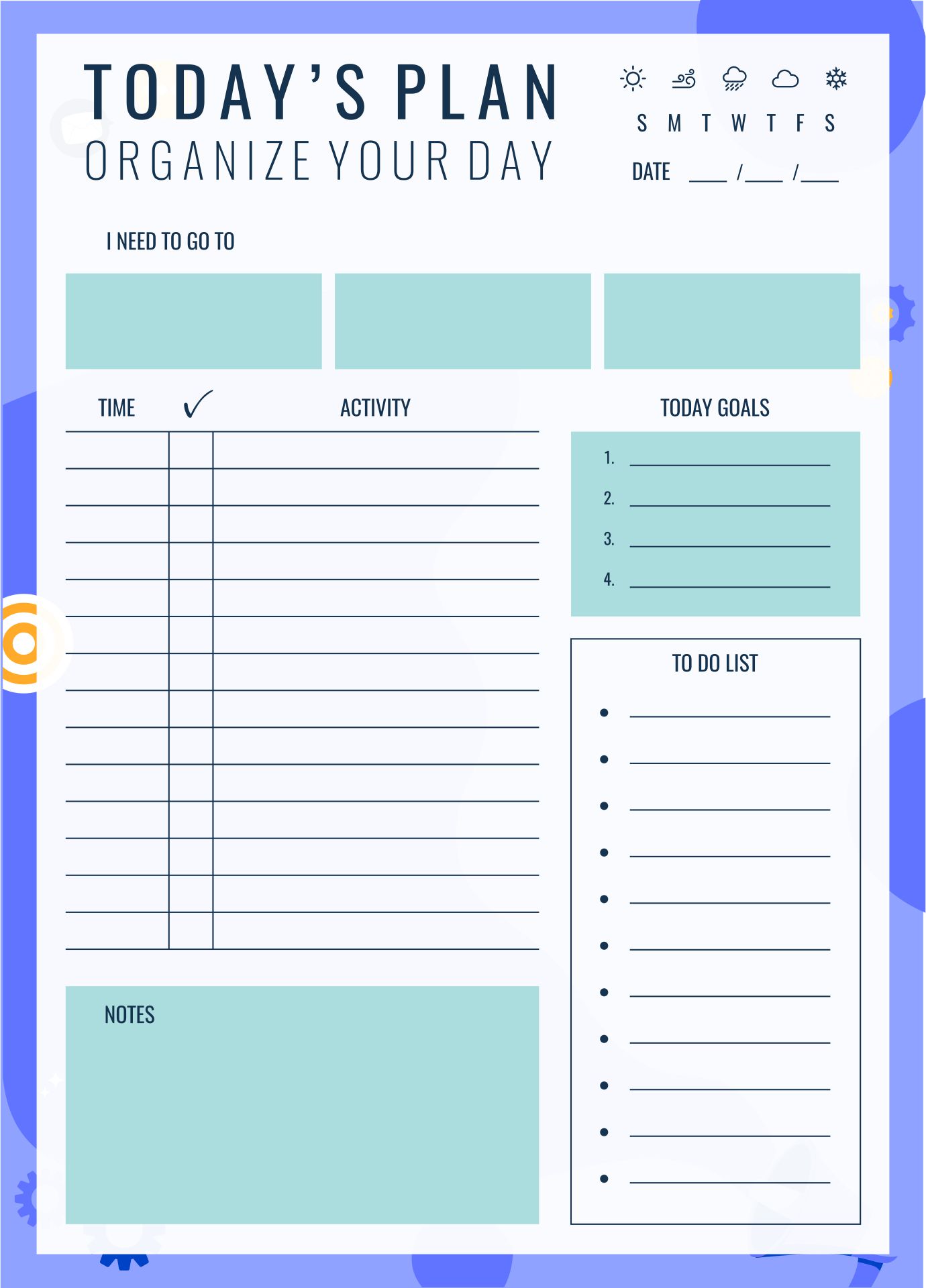 Printable Blank Daily Schedule Template