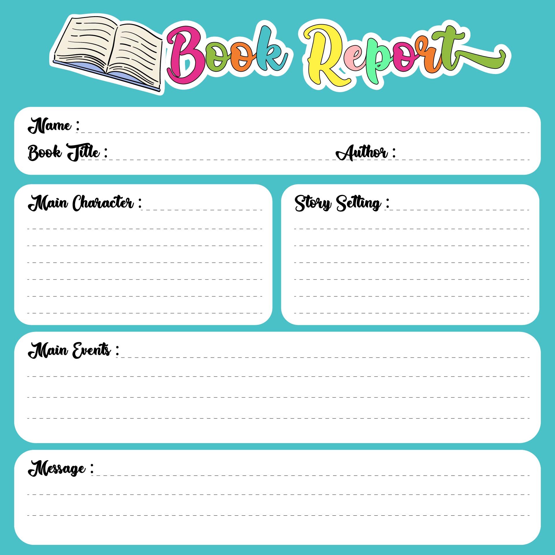 Printable Book Report Templates For 4th Grade