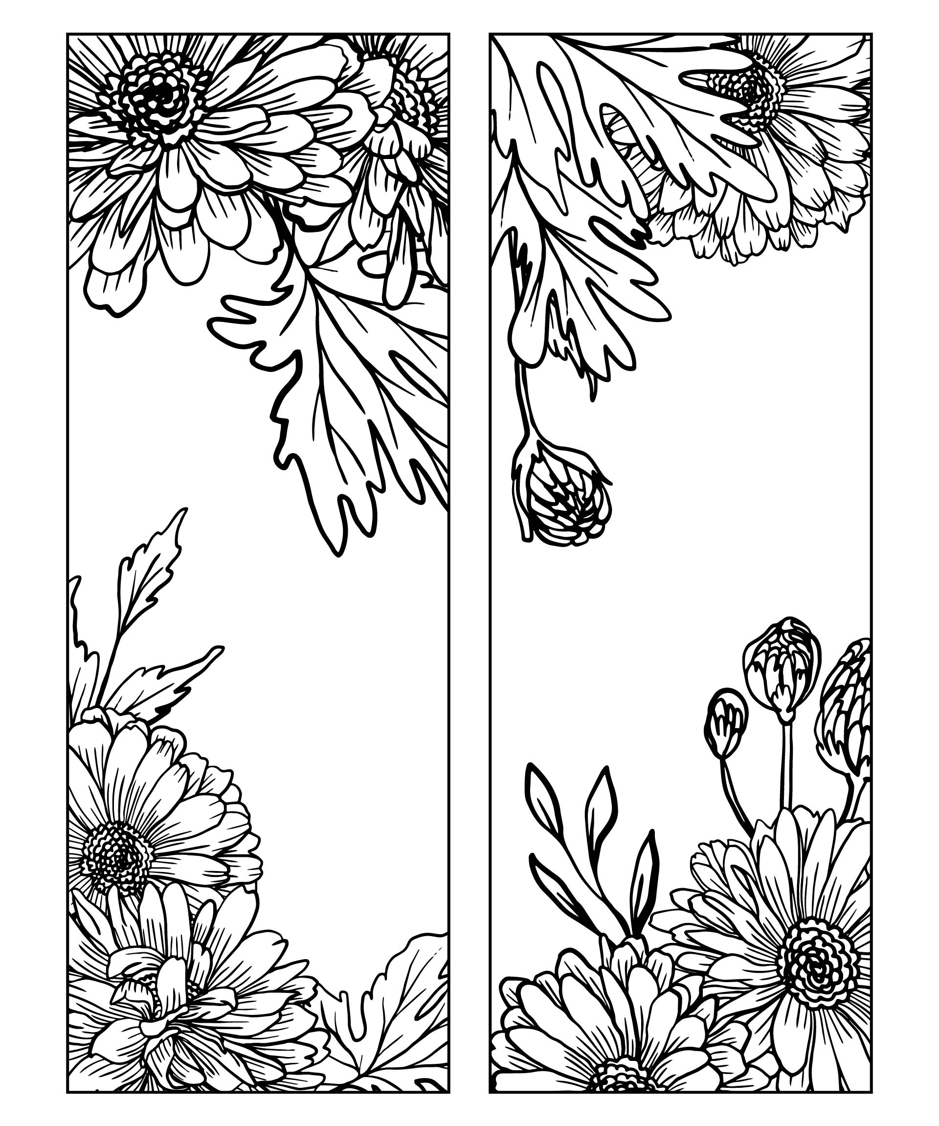 Printable Bookmark Coloring Flower