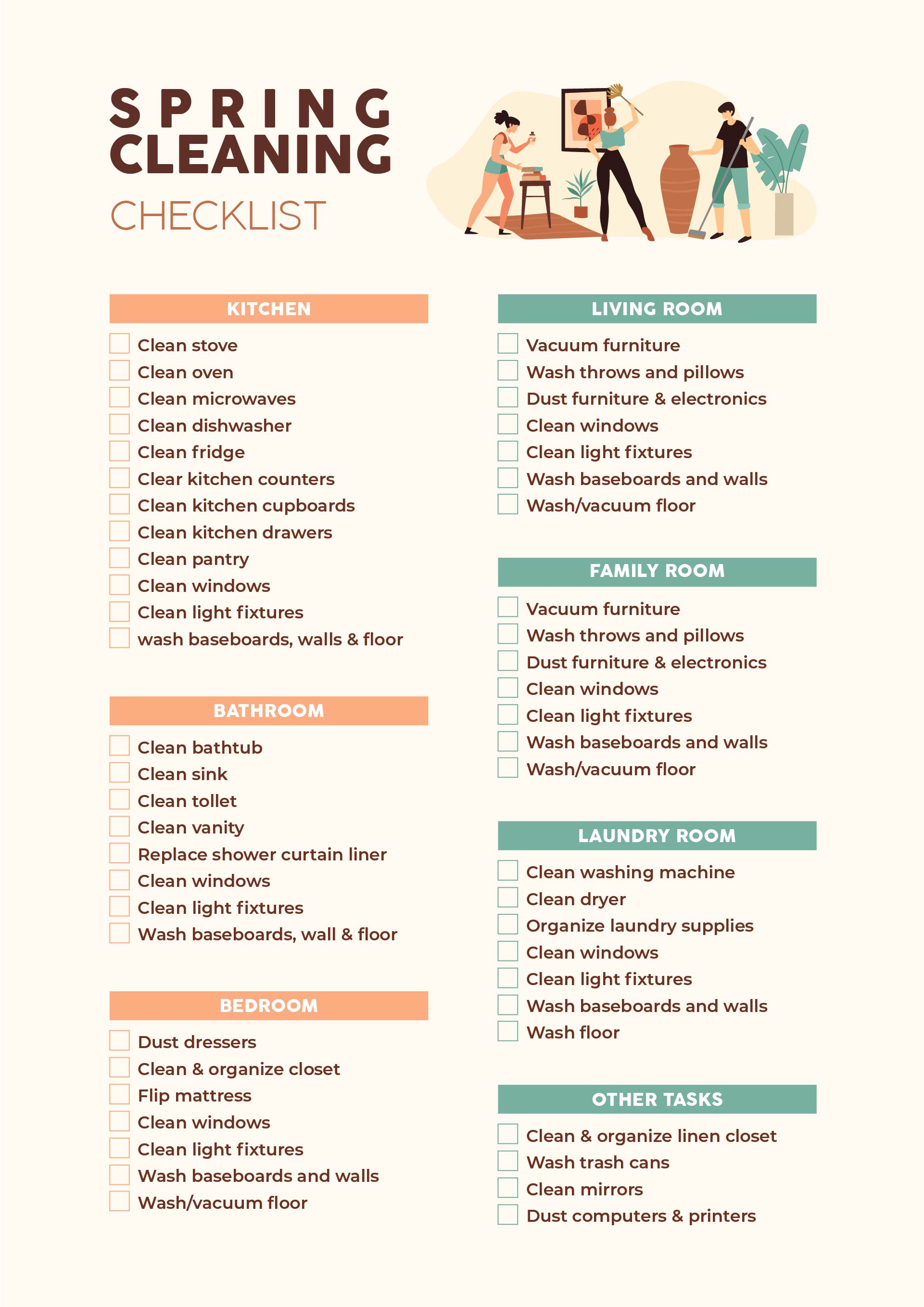 Printable Chore List Spring Cleaning