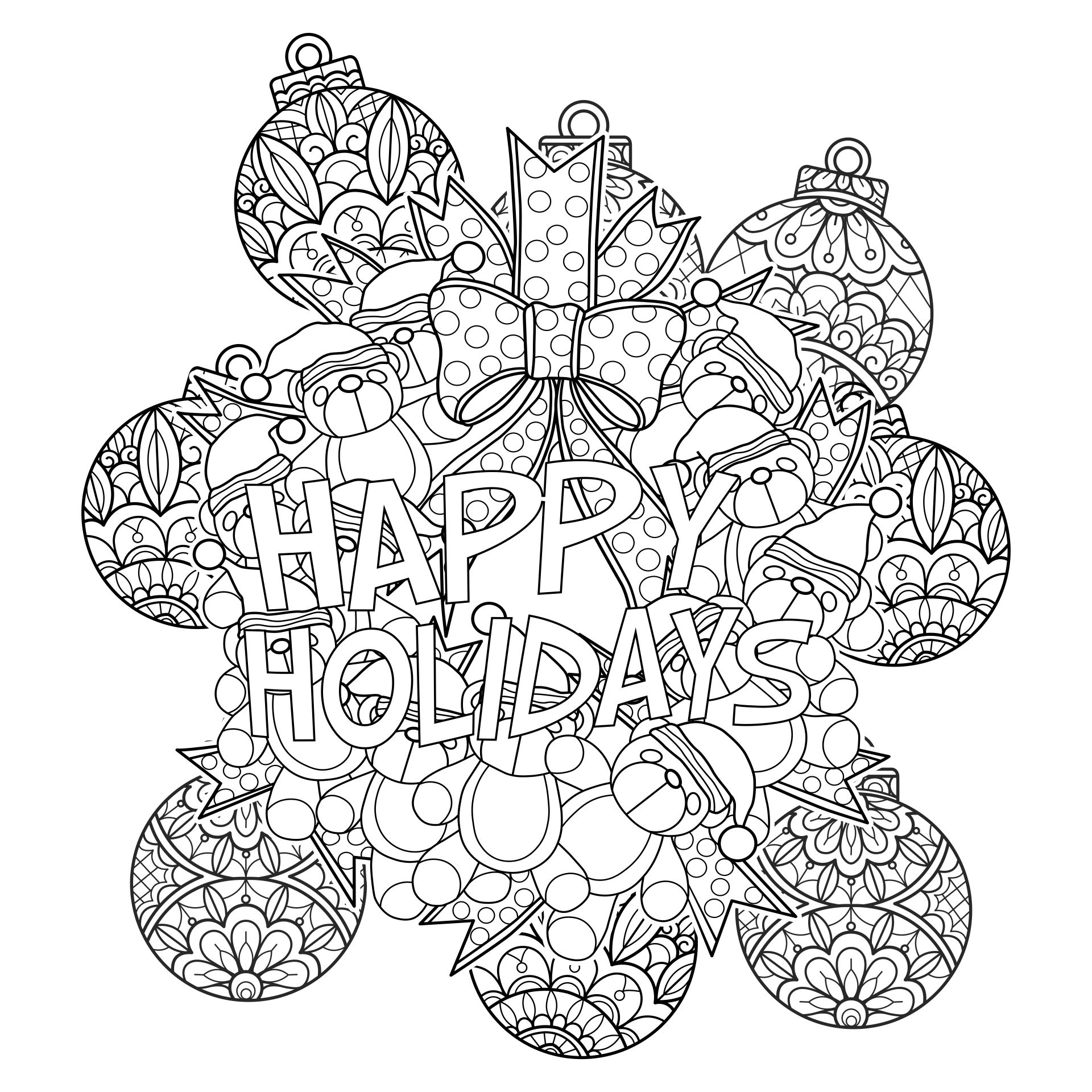 Printable Christmas Adult Coloring Pages