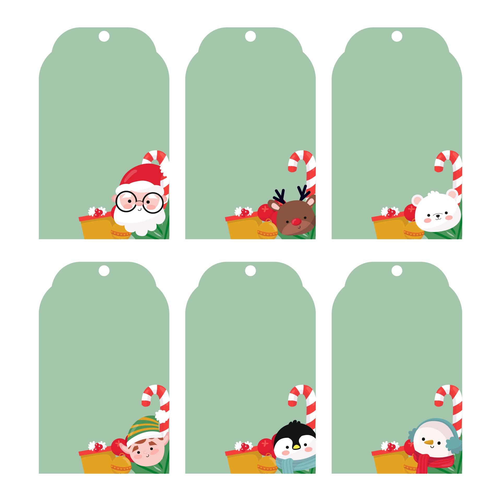 Printable Christmas Cute Characters Gift Tags