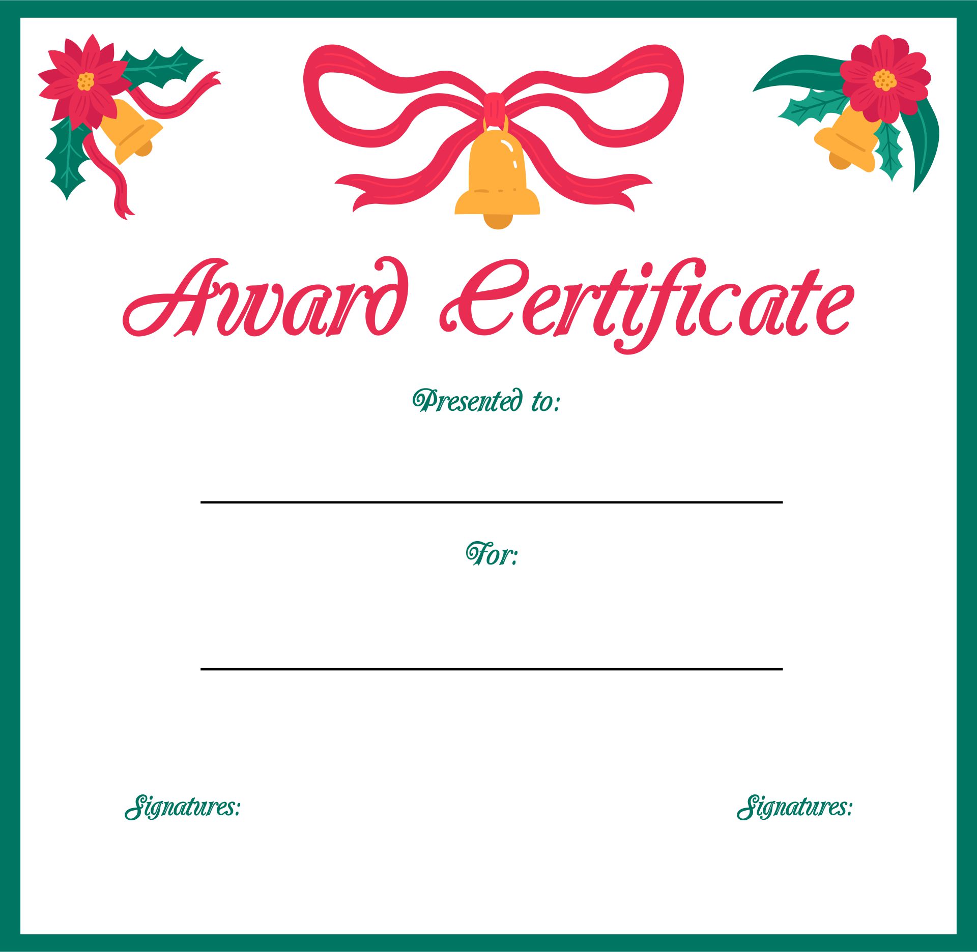 Printable Christmas Themed Award Certificate Templates