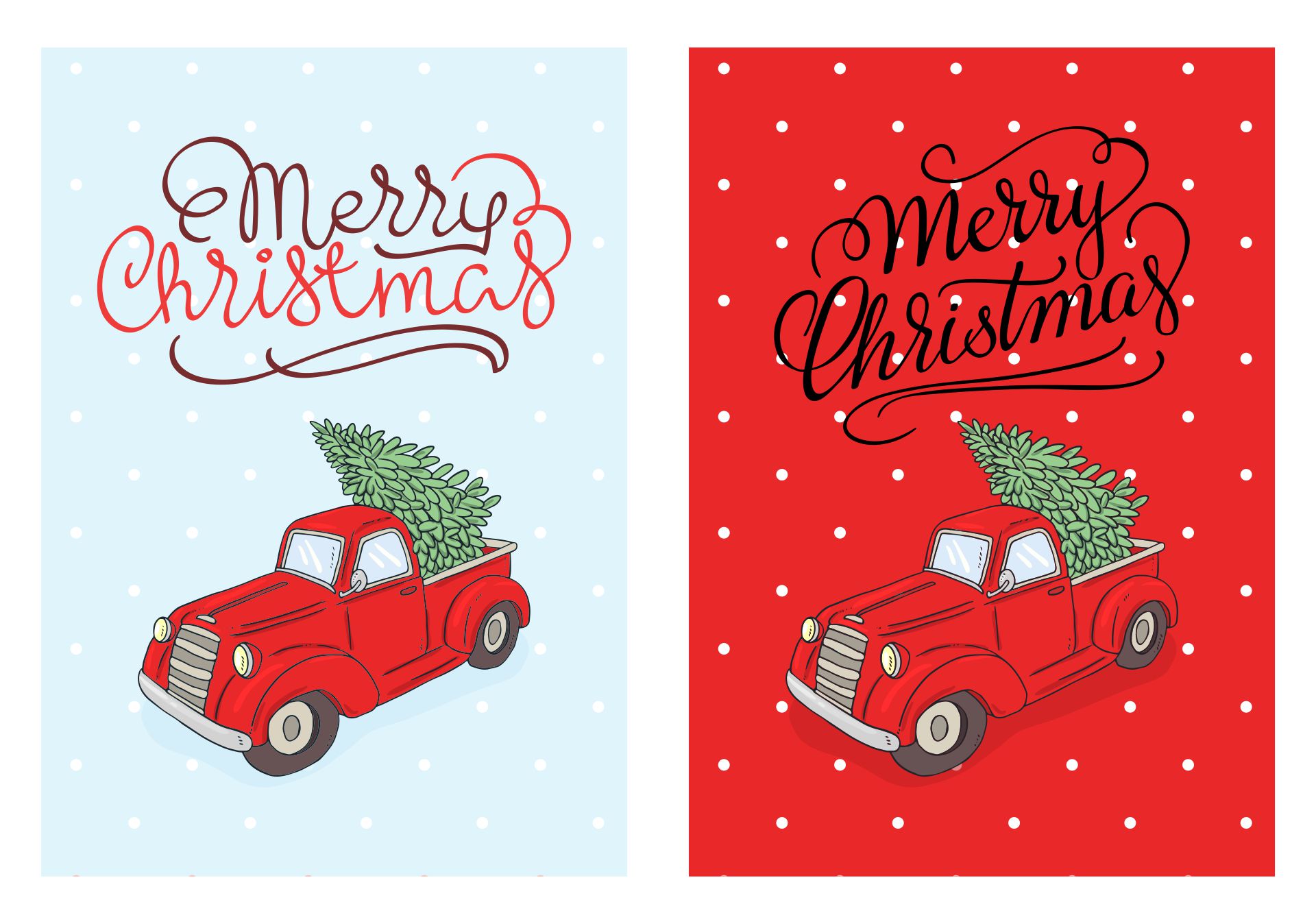 Printable Christmas Truck Greeting Cards