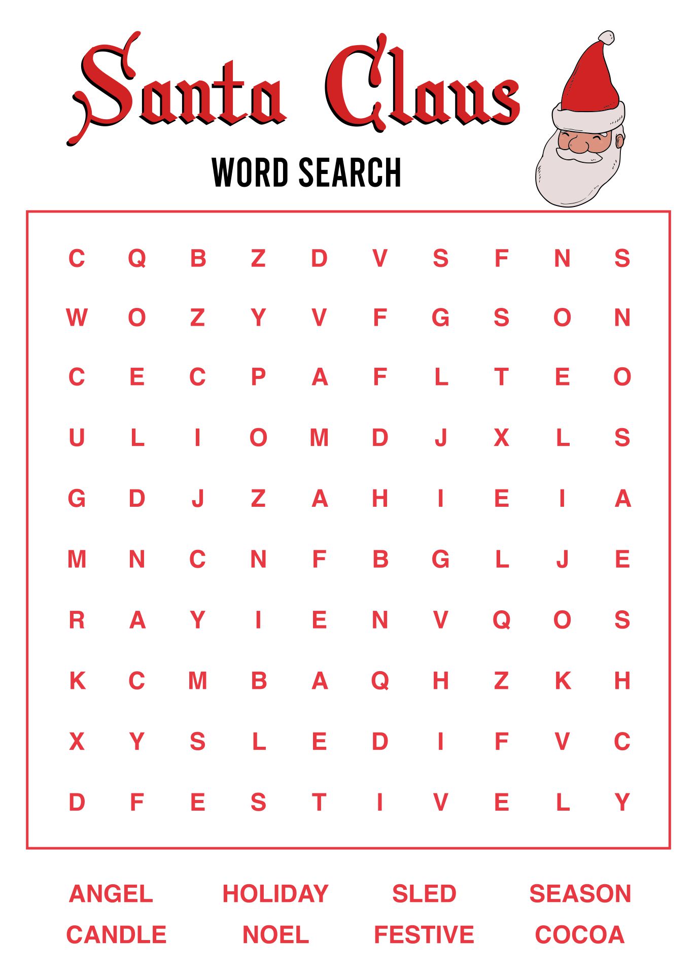 Printable Christmas Word Search Puzzle