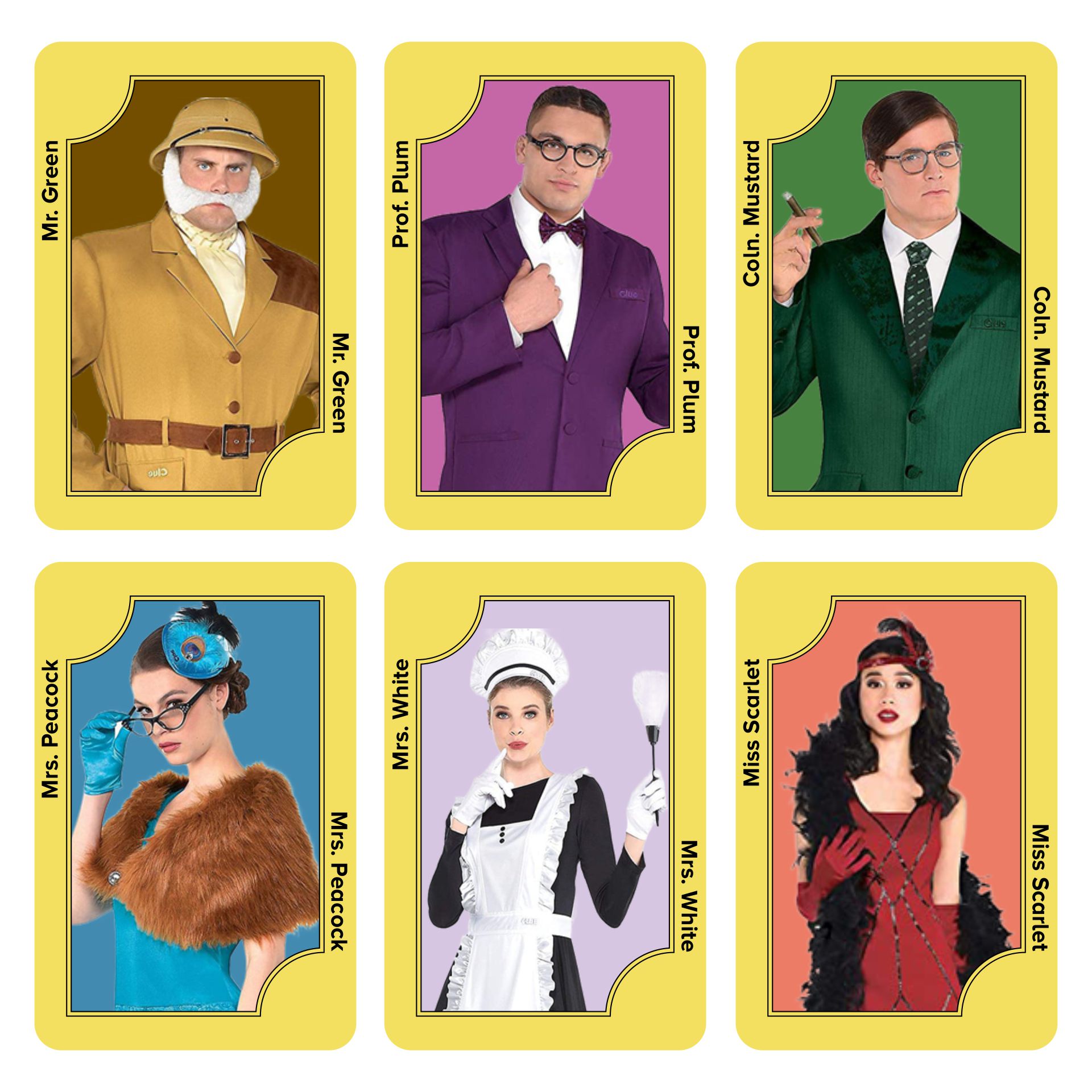 Printable Clue Board Game Cards