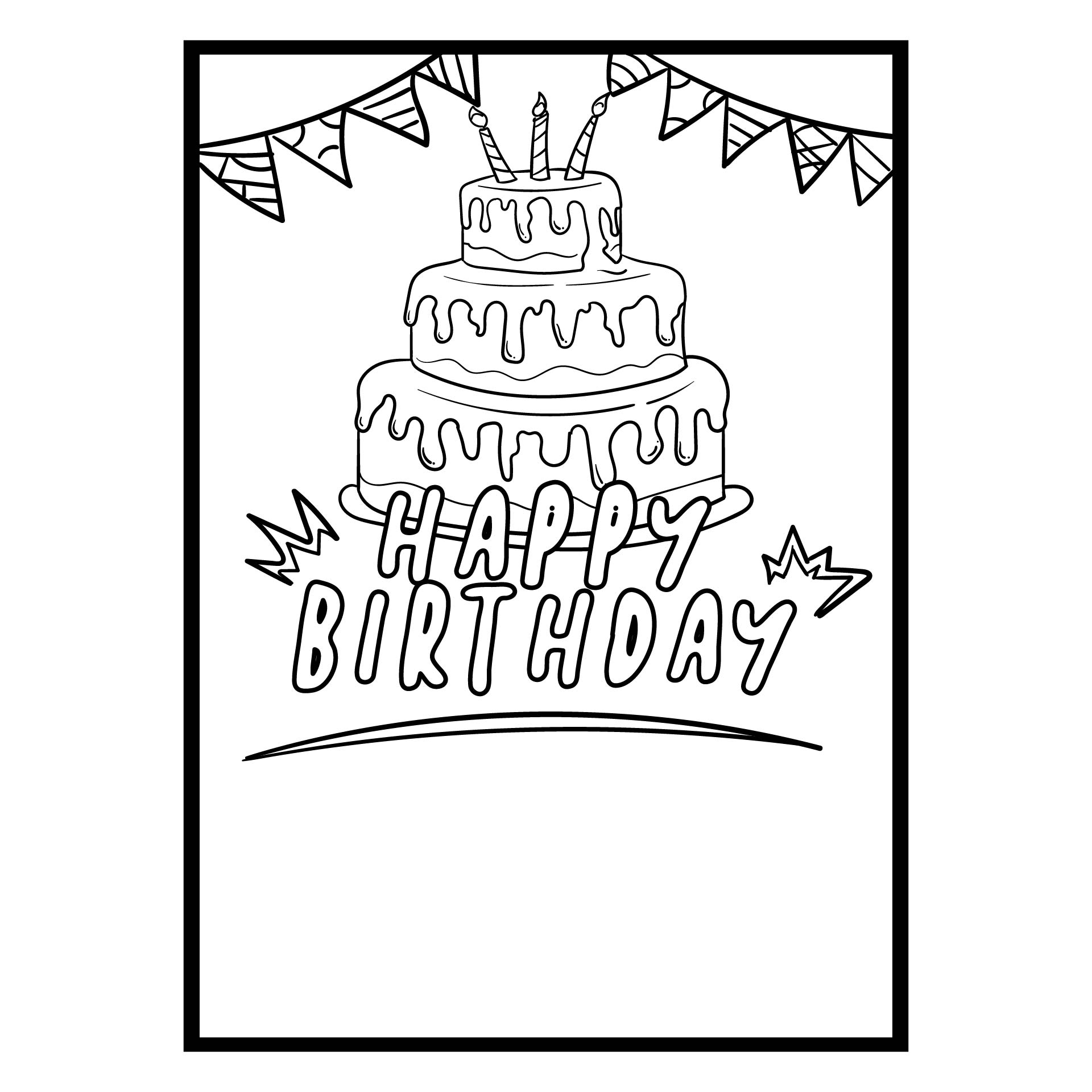 Printable Coloring Birthday Cards Template