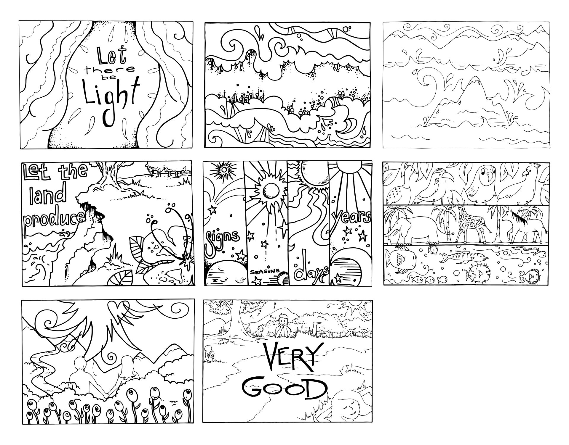 Printable Creation Story Coloring Page For Kids