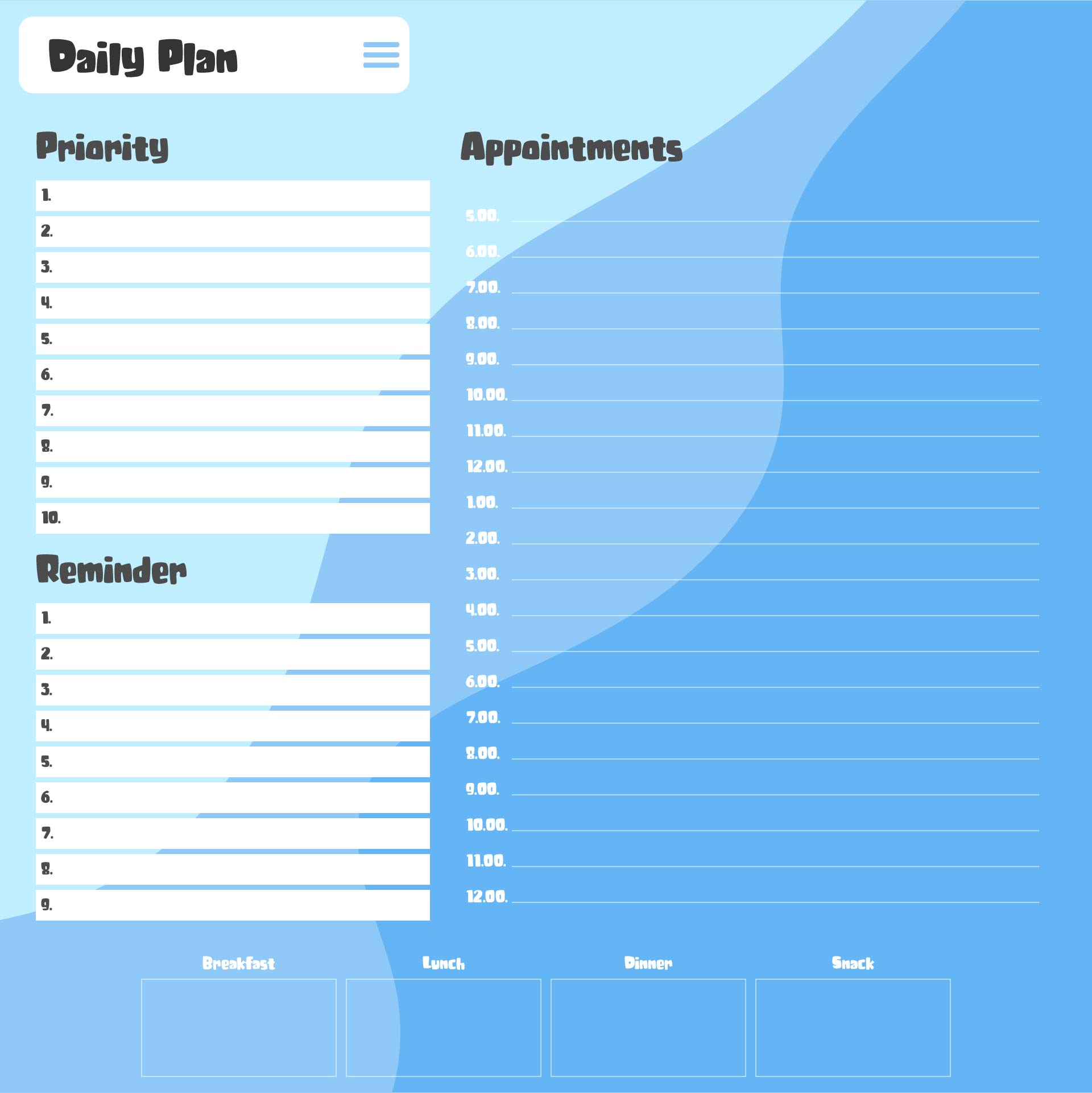 Printable Daily Calendar Templates