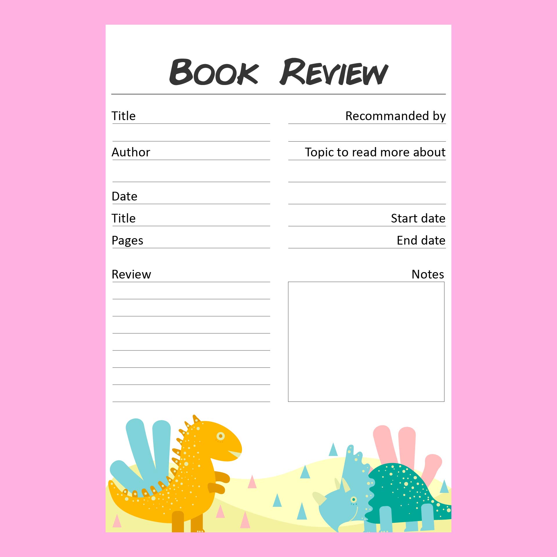 Printable Dinosaurs Book Template For Kids