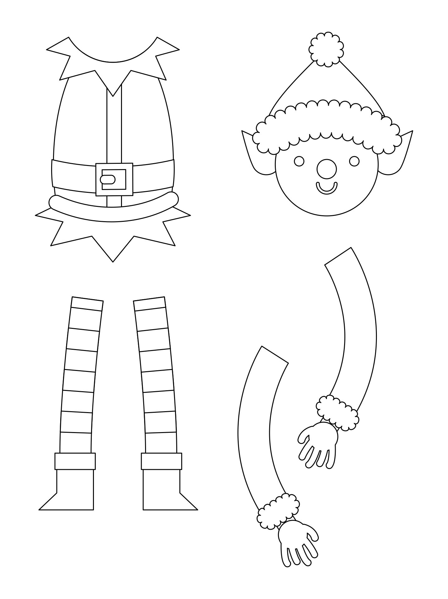 Printable Elf Color And Cut Out Template