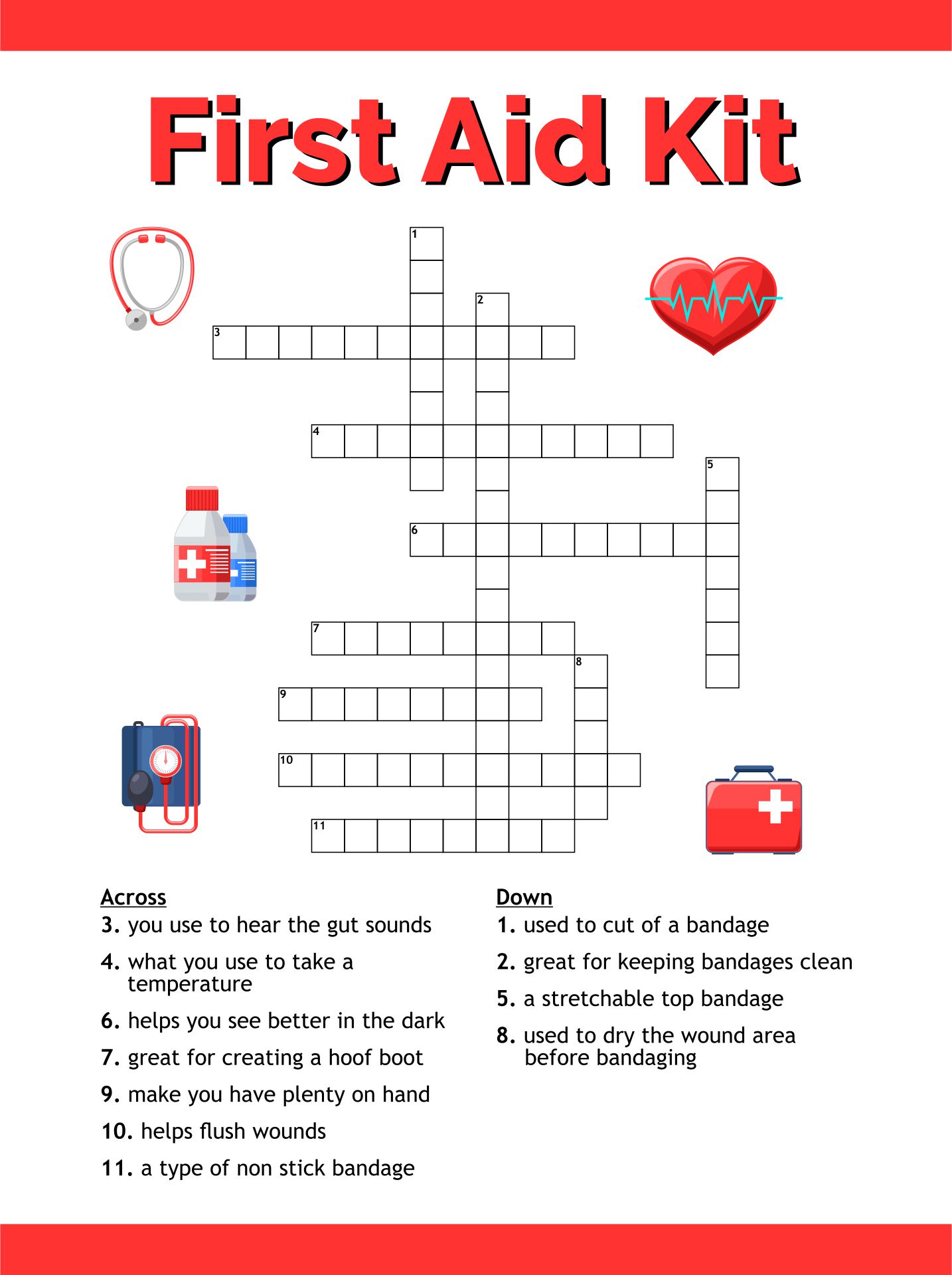 Printable First Aid Worksheets For Kids