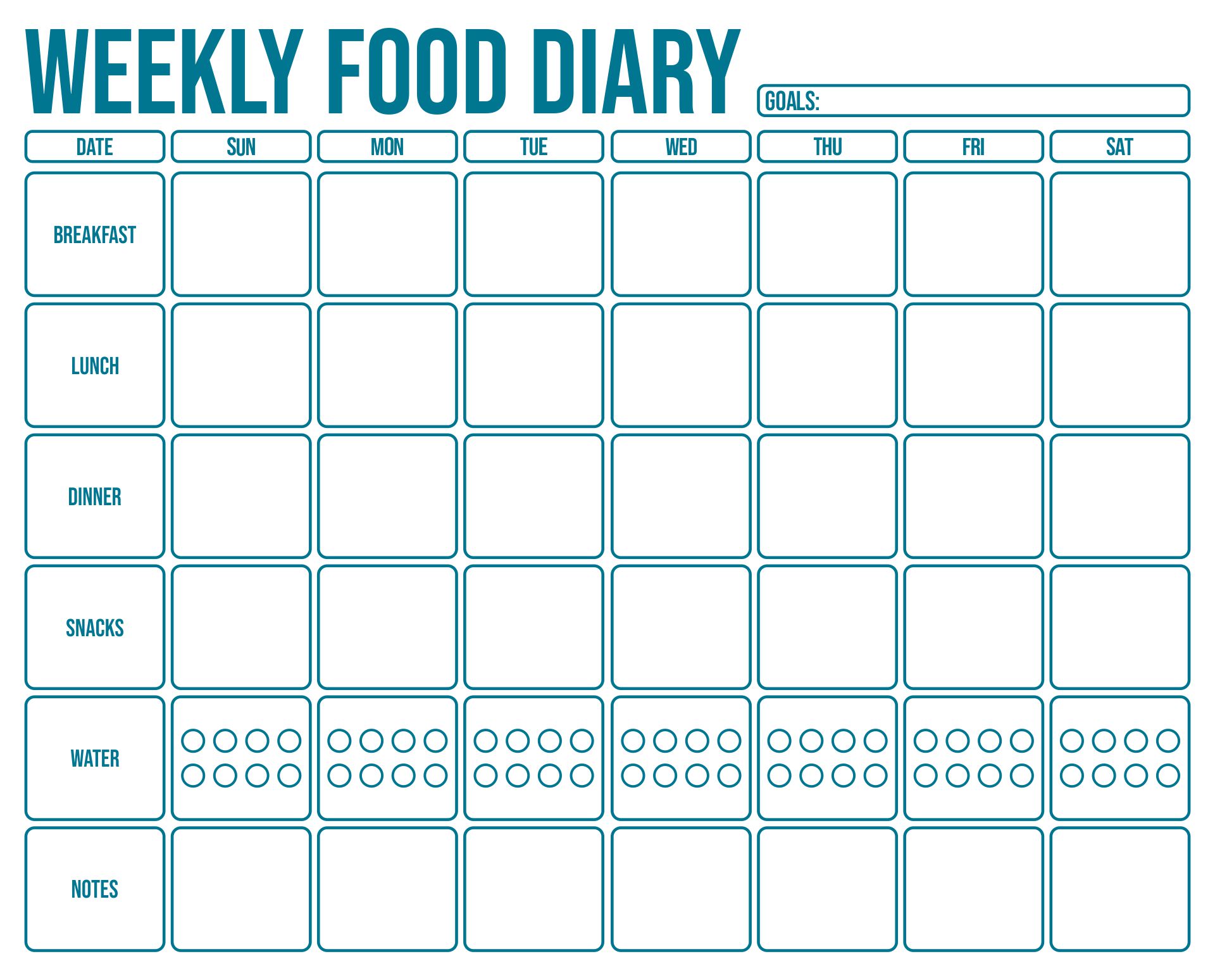 Printable Food Diary To Track Your Meals Templates
