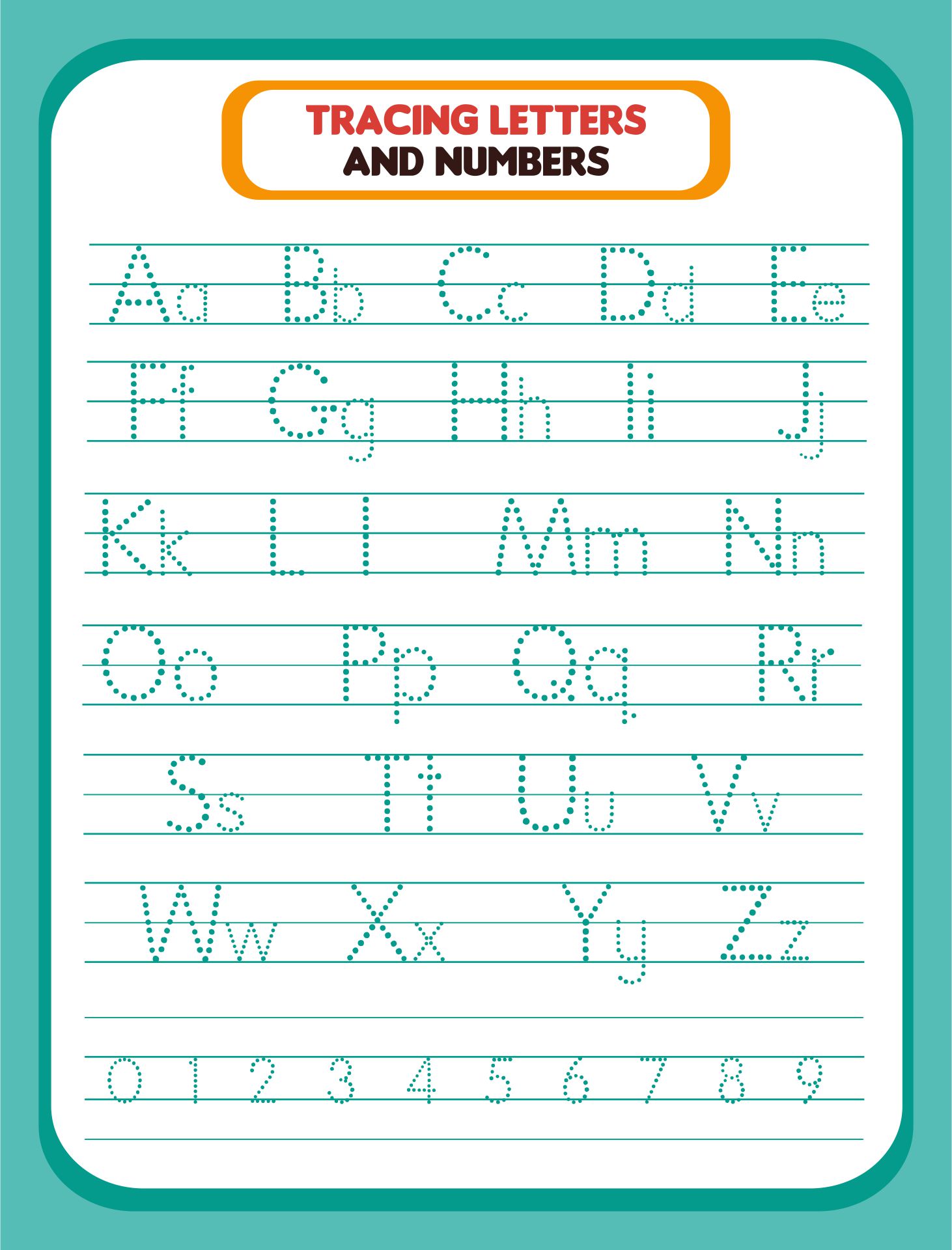 Printable For Tracing Letters And Numbers