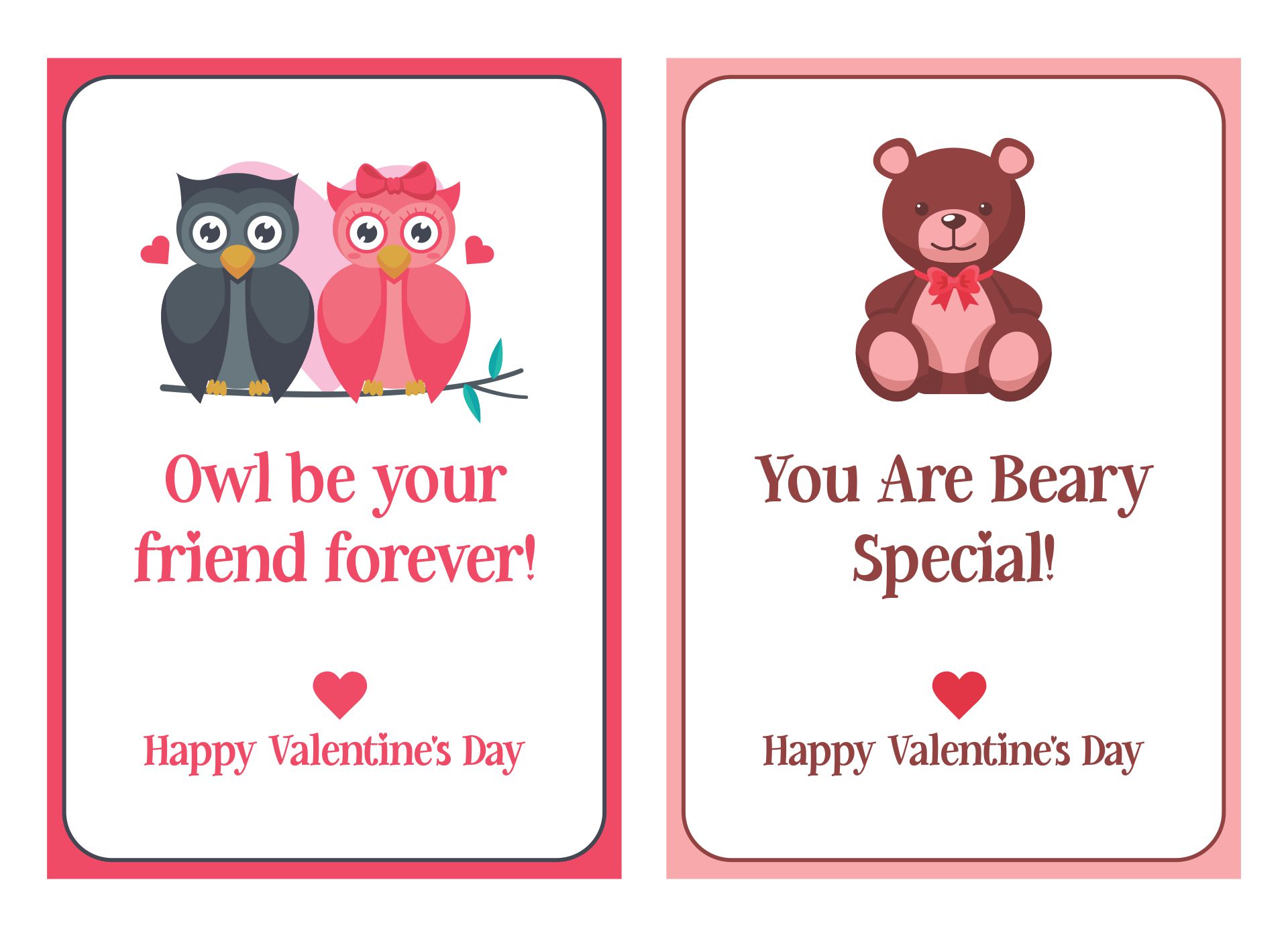 Printable Friendship Valentines Day Cards For Kids