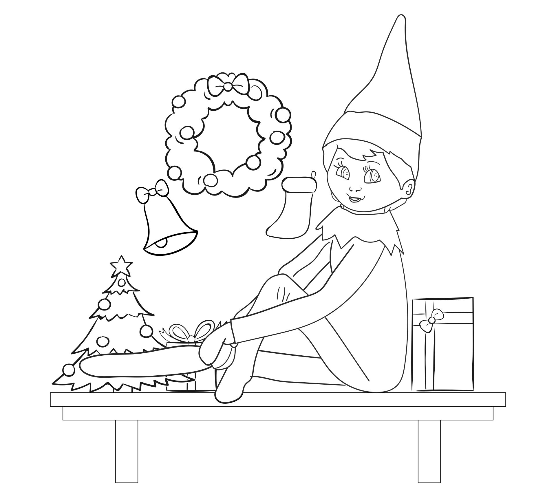 printable elf on shelf coloring pages