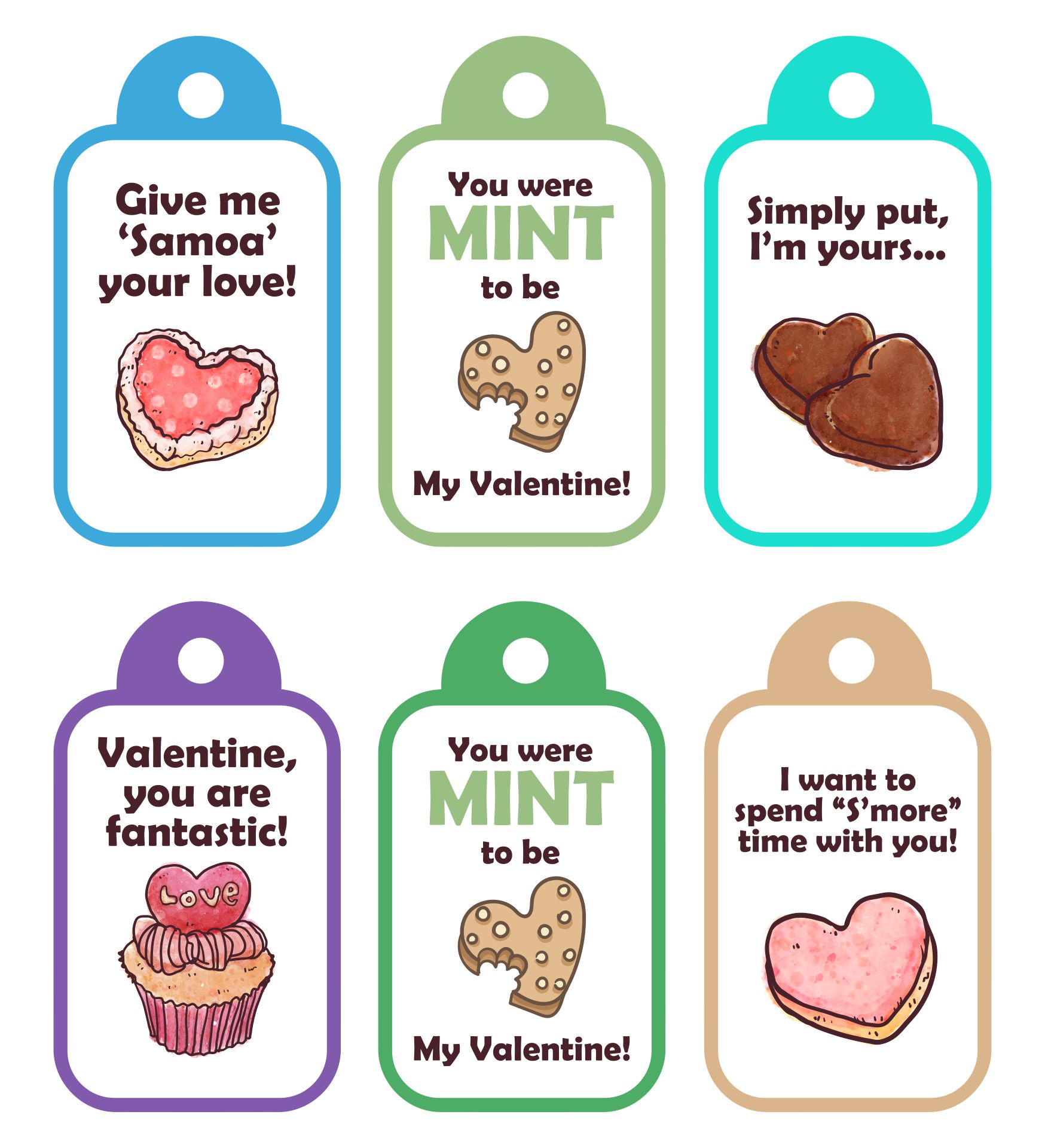 Printable Girl Scout Valentine Cookie Tags Template