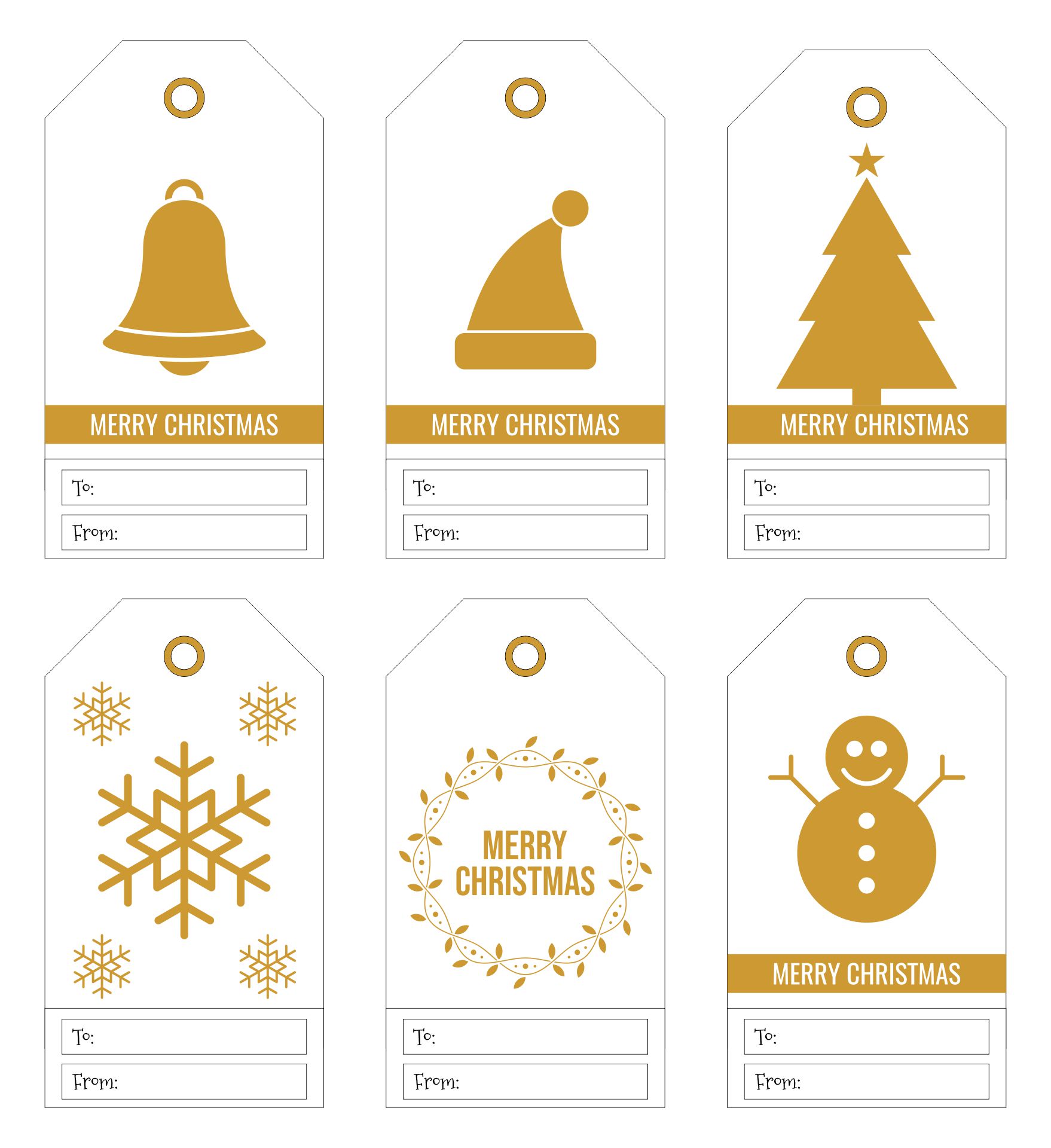 Printable Gold Christmas To From Tags