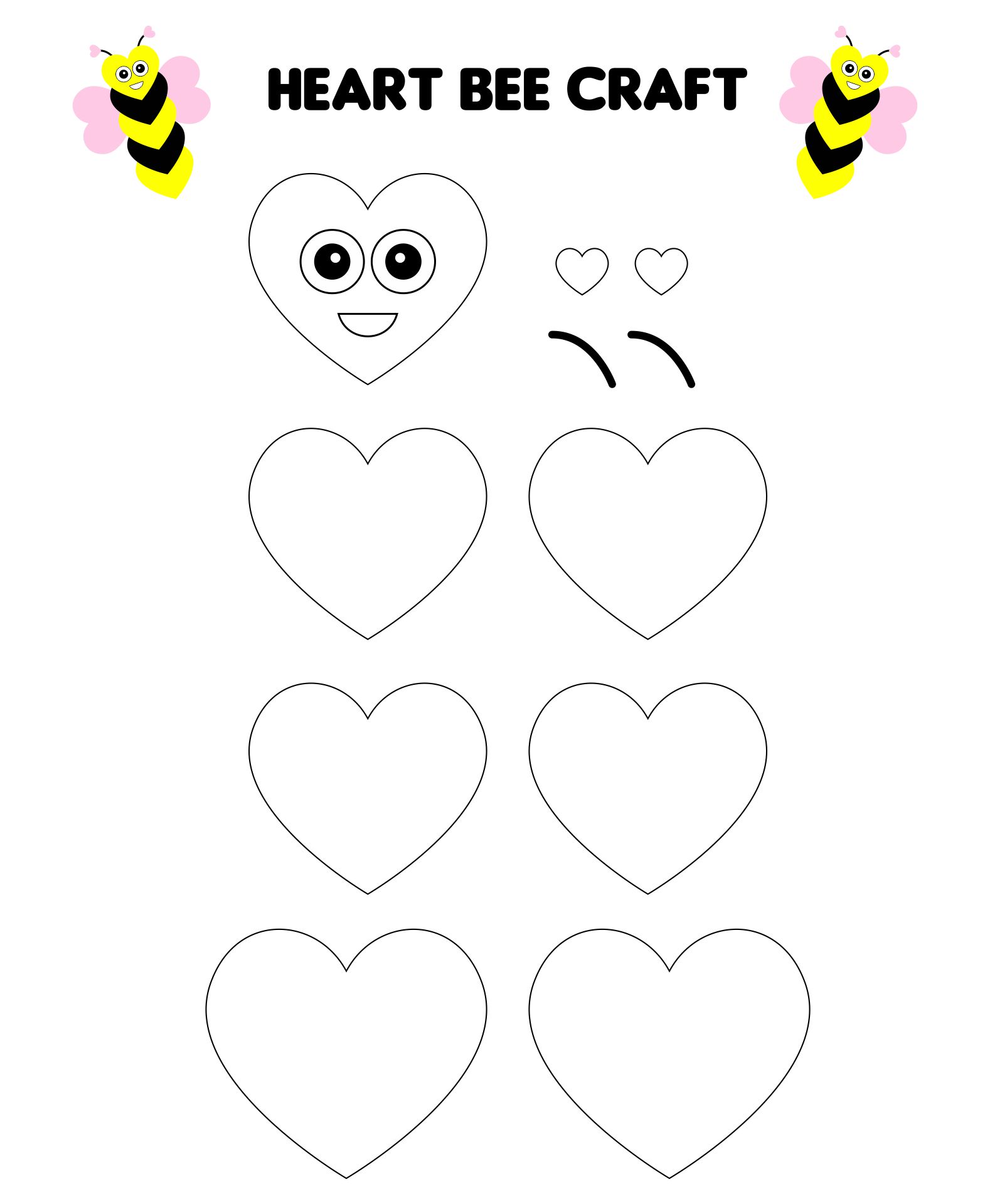 Printable Heart Bee Craft For Kids