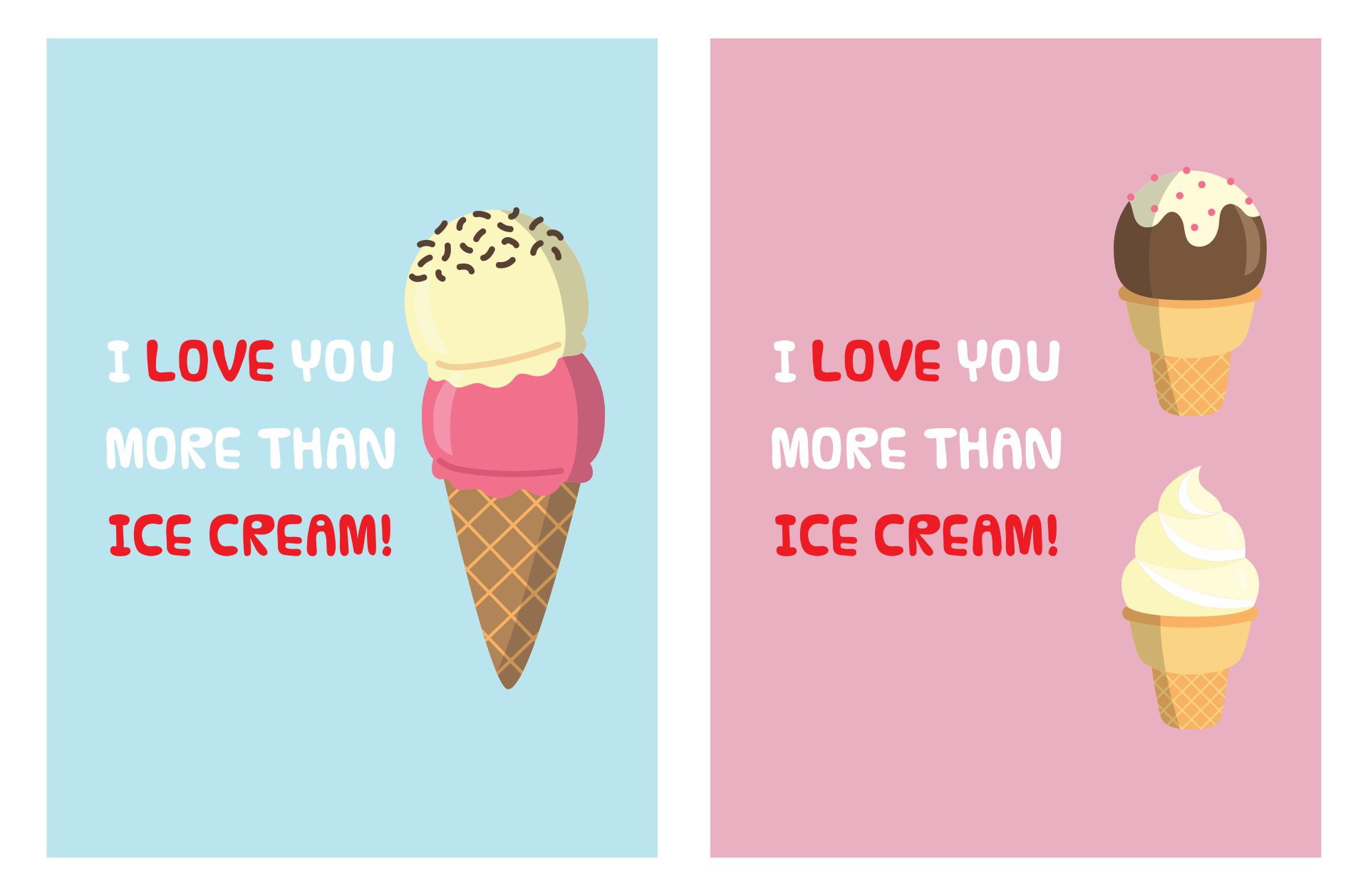 Printable Ice Cream Valentines Day Card Template