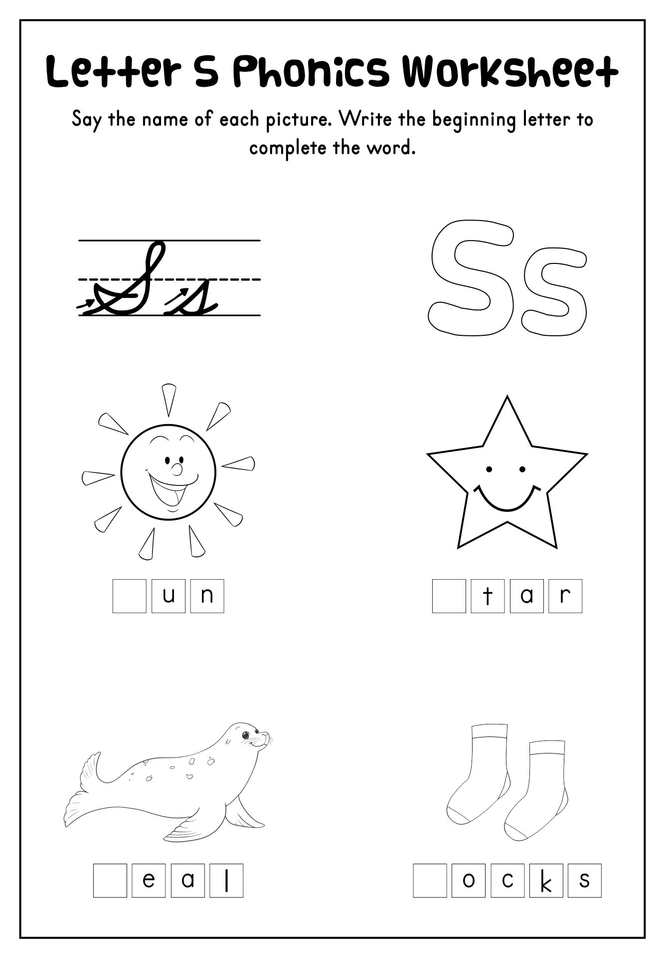 Printable Letter S Phonics Worksheet For Preschool