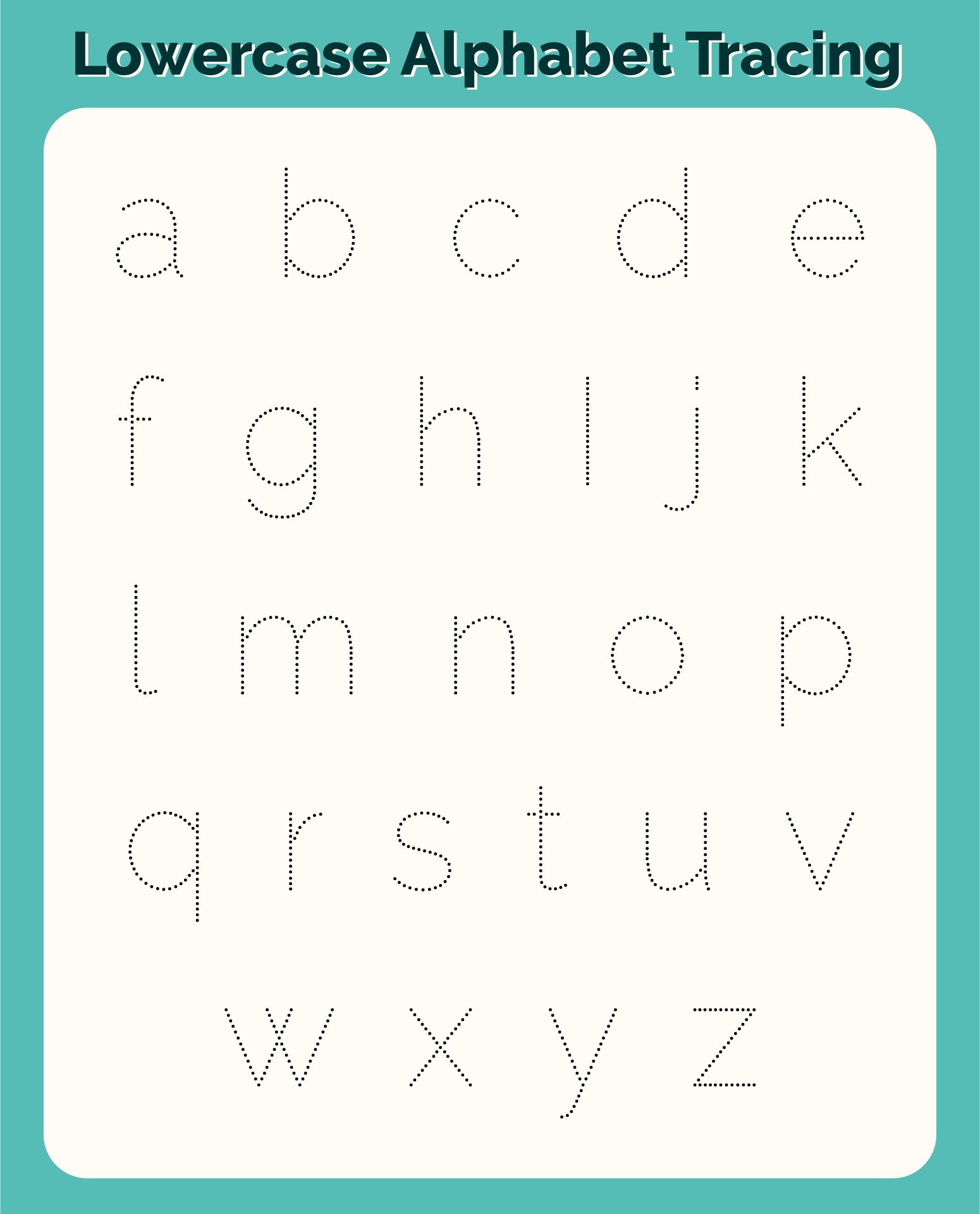 Printable Lowercase Alphabet Tracing Worksheets