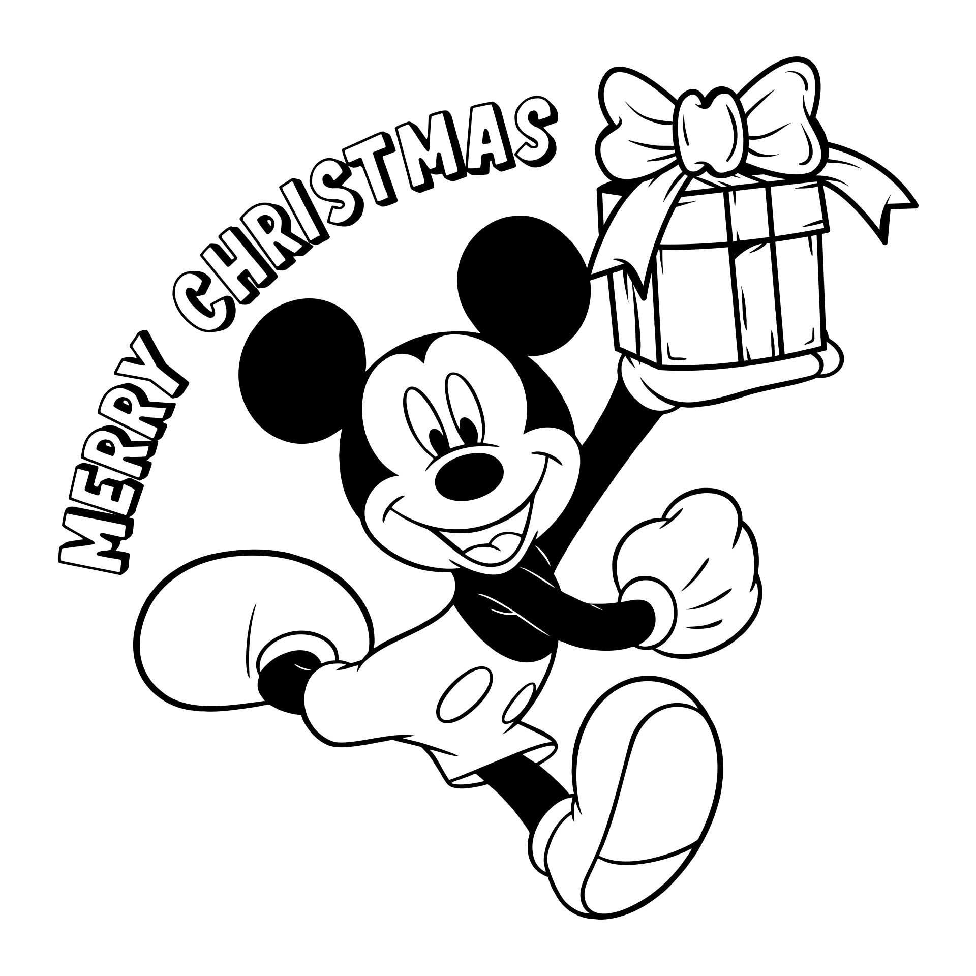 Printable Mickey Merry Christmas Coloring Page