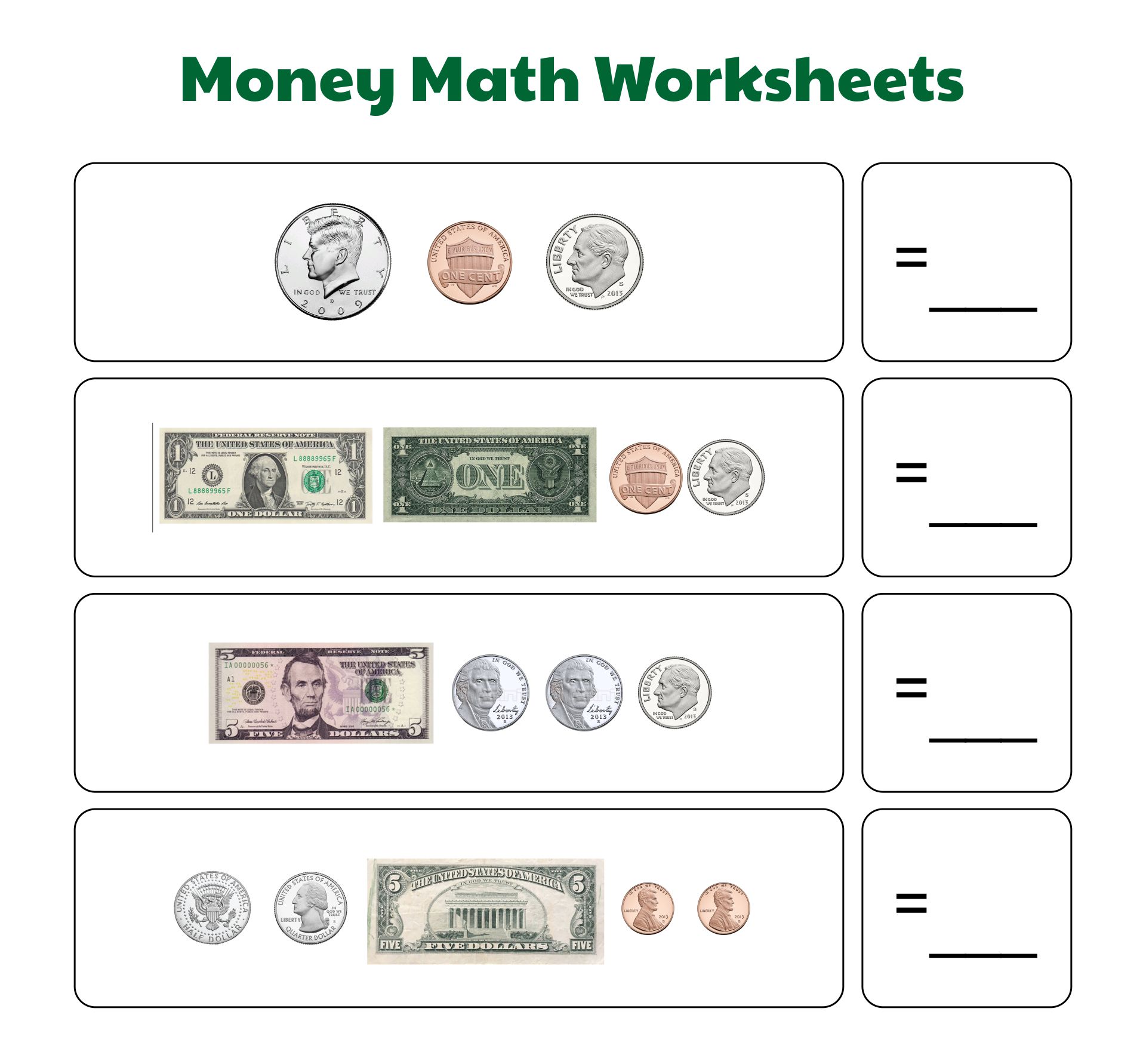 Printable Money Math Worksheets