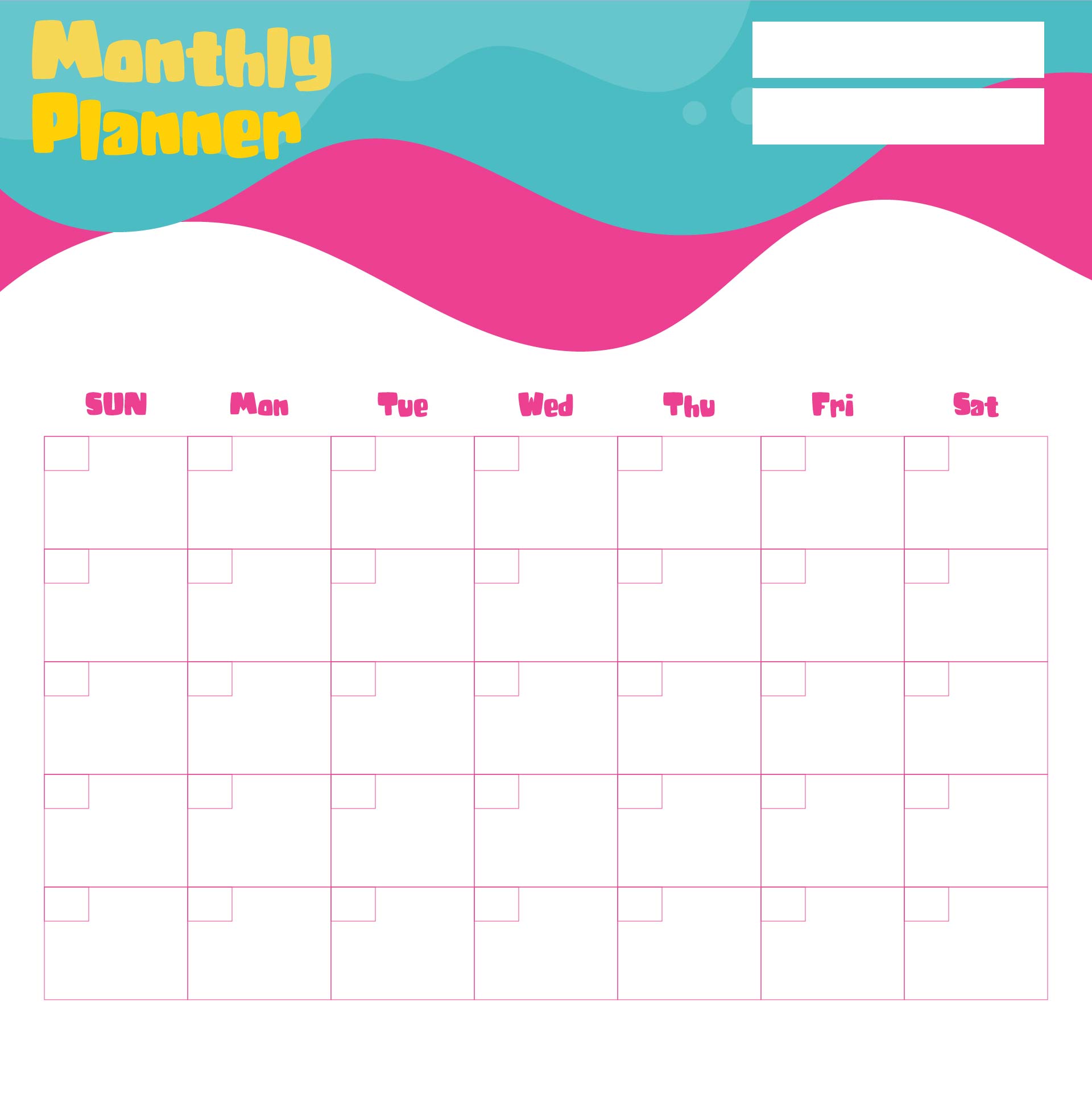 Printable Monthly Calendar Planner Templates