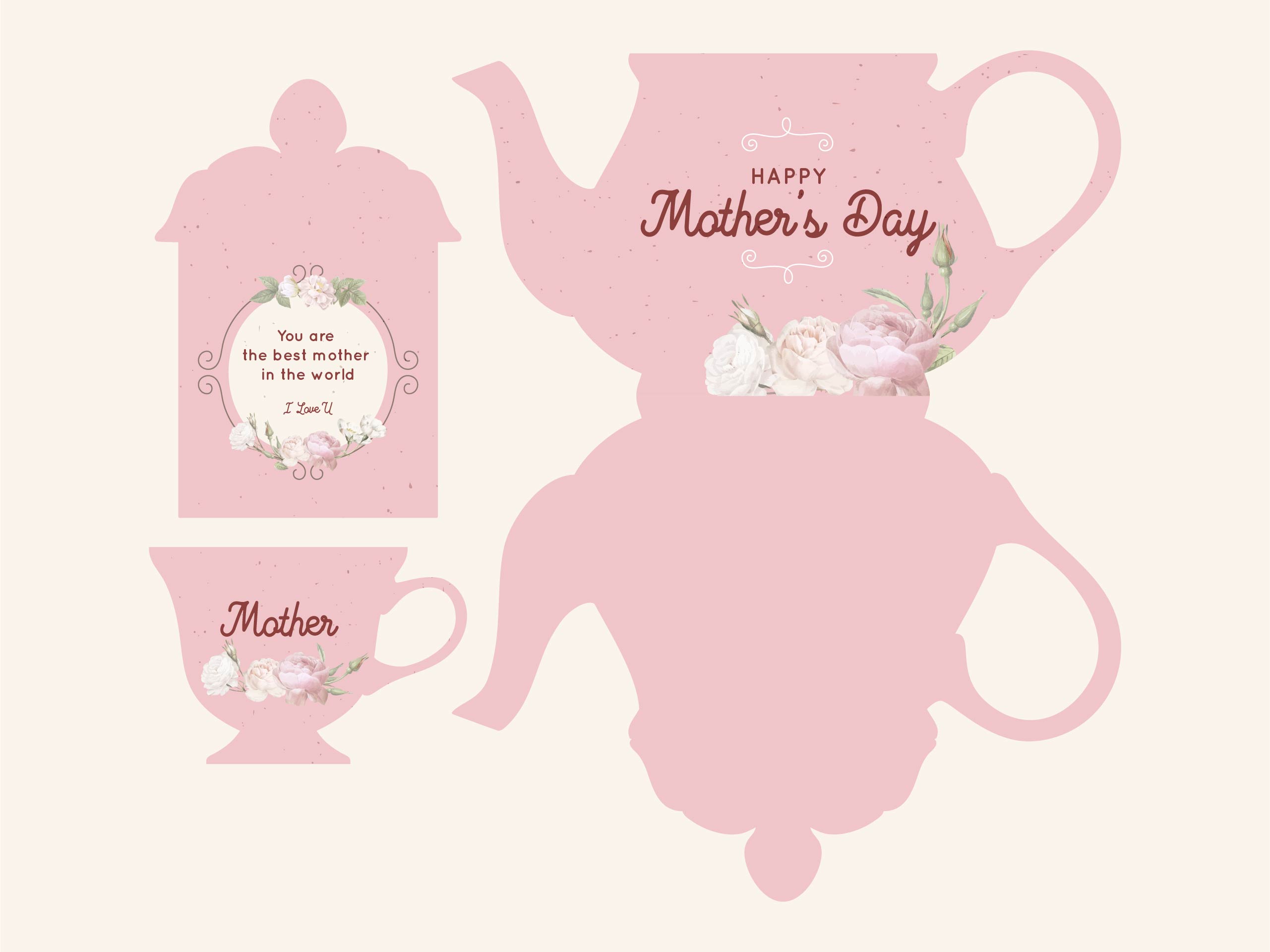 Printable Mothers Day Teapot Card Template