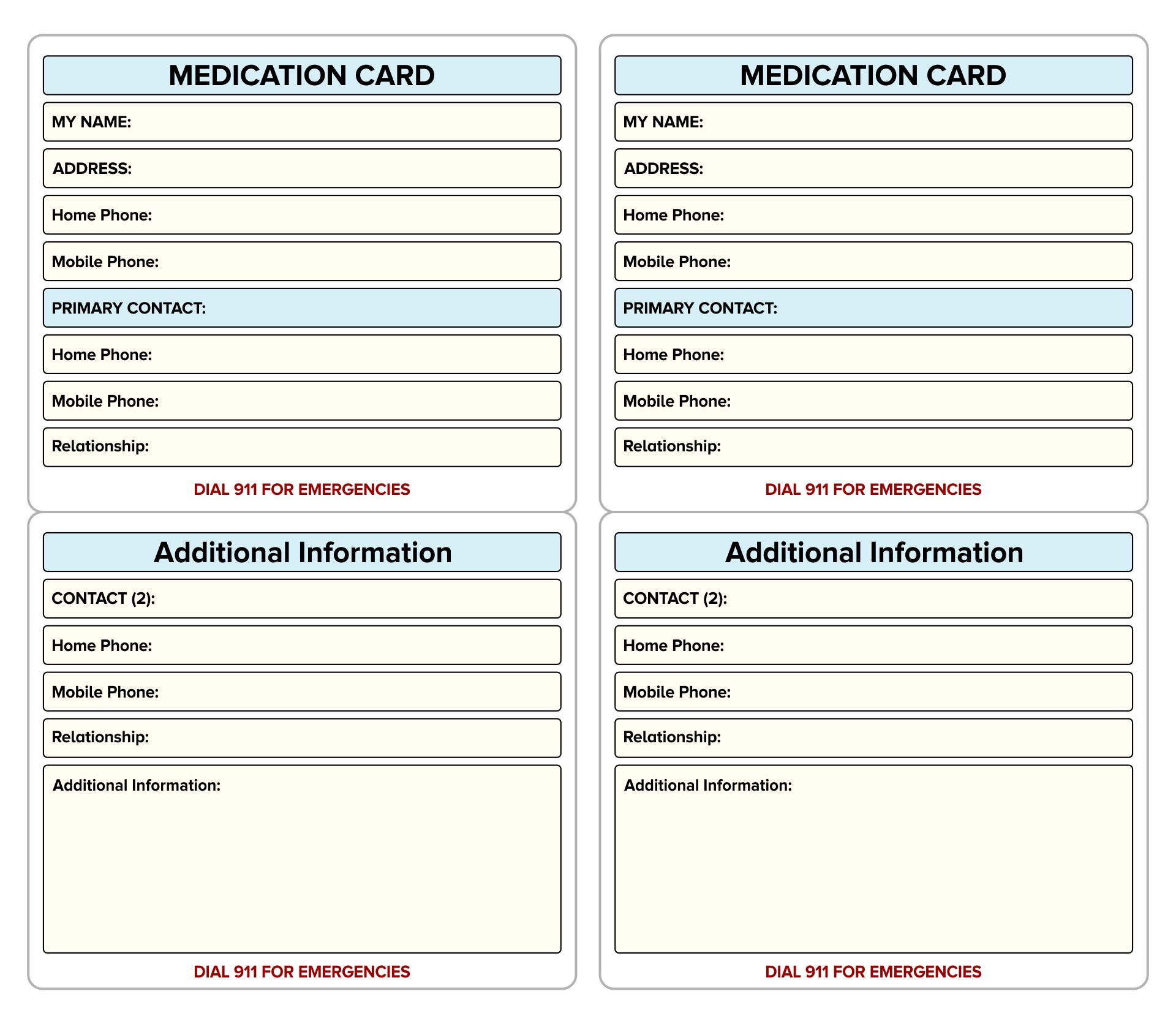 Printable Patient Card Template