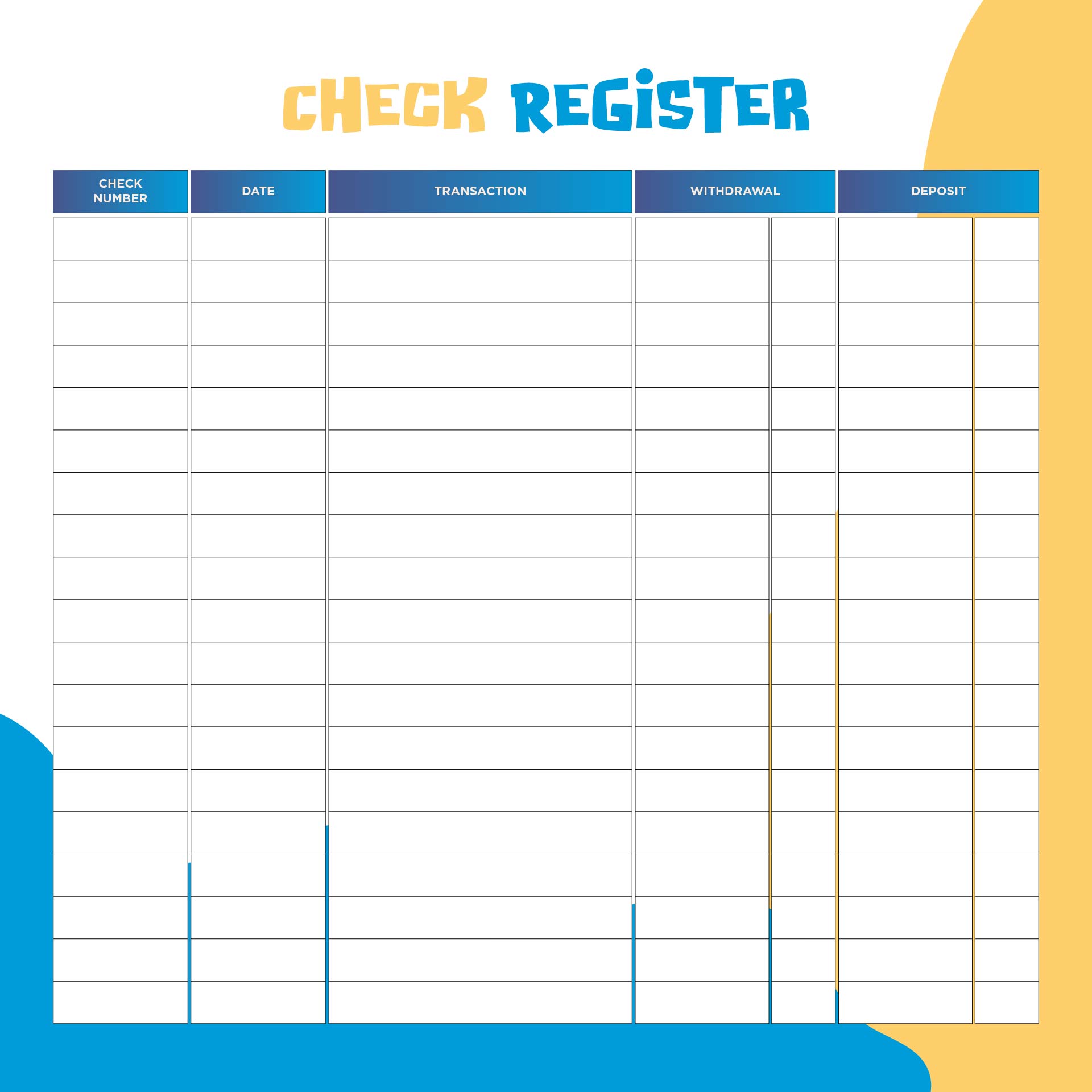 Printable Personal Checkbook Register Templates