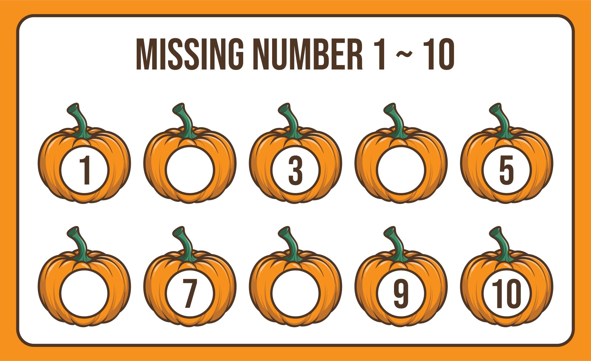 Printable Pumpkin Math Worksheets Numbers 1 To 10