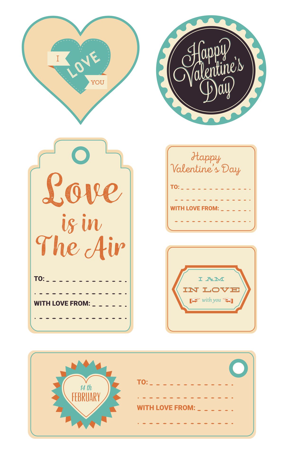 Printable Retro Vintage Valentines Day Gift Tags
