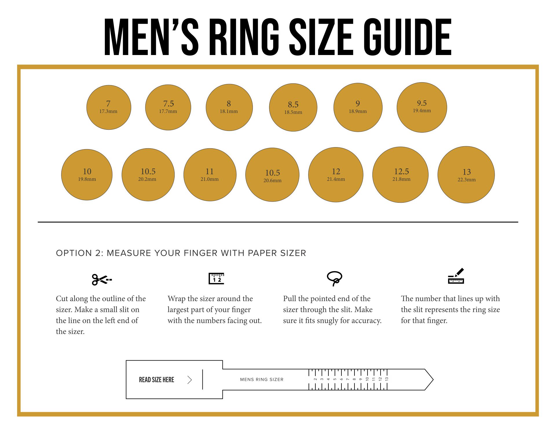 Men's ring sizing guide